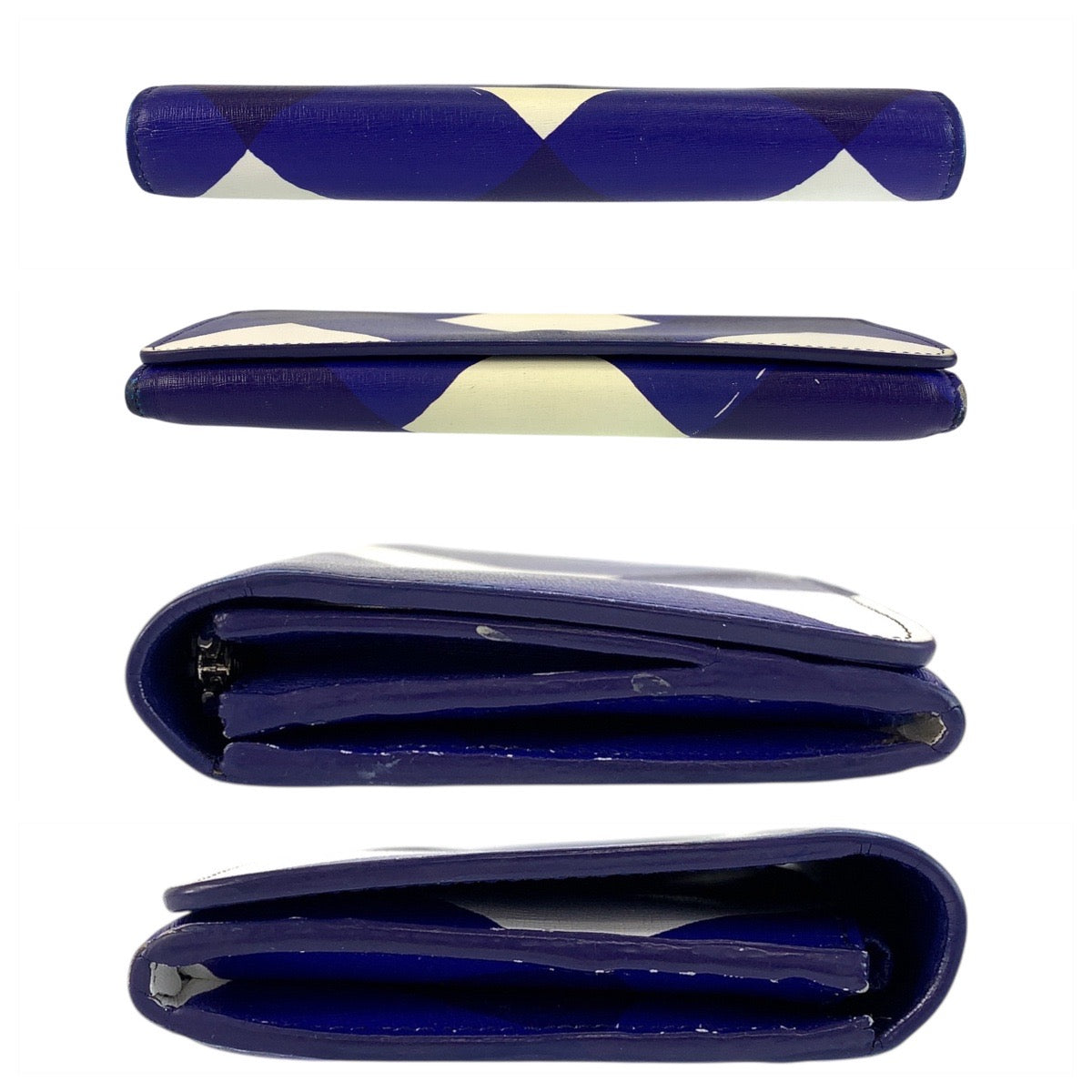 21317
BALENCIAGA バレンシアガ ブルー ホワイト シルバー金具 レザー 長財布 ロングウォレット レディース AB