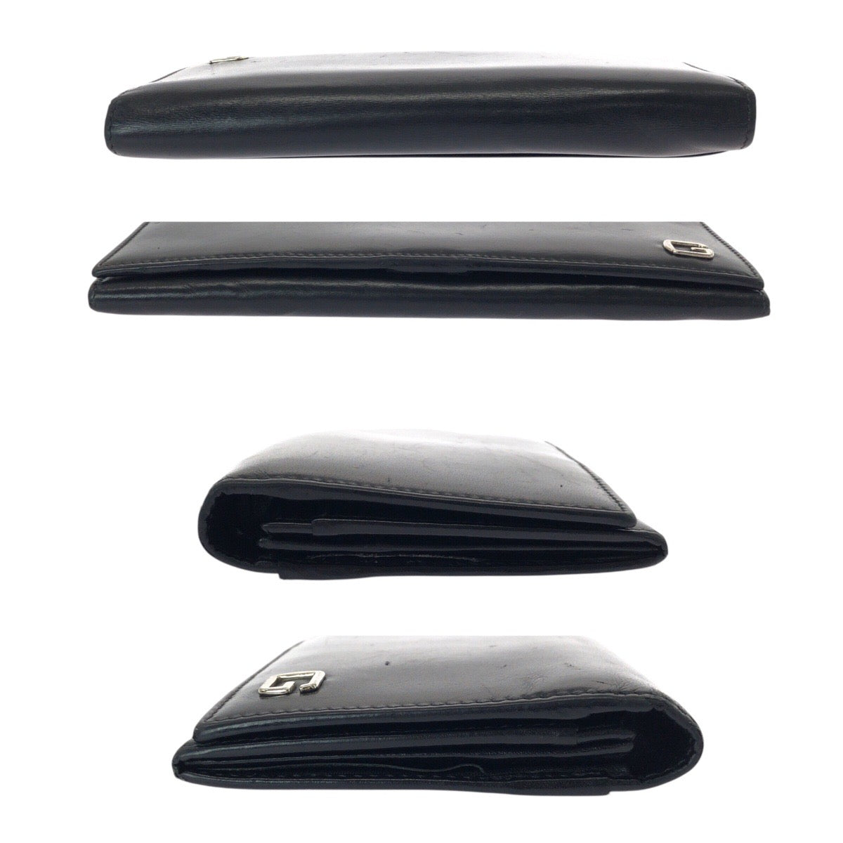 21319
GUCCI Vintage Black Leather Silver Hardware 162841 Long Wallet Men's AB7