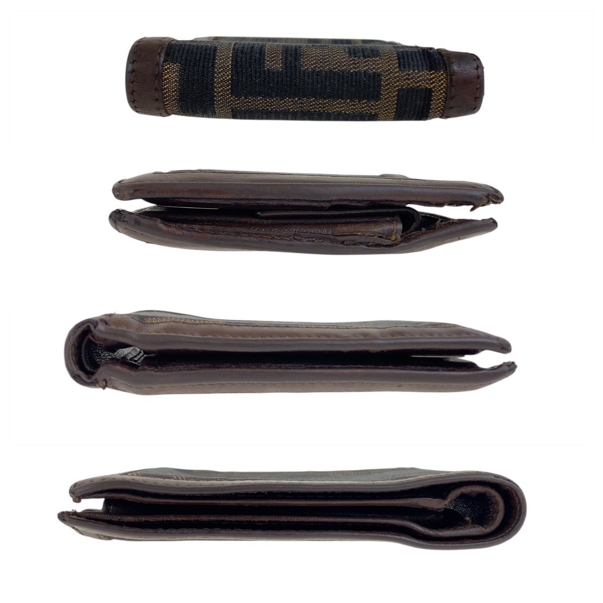 21328
FENDI フェンディ ヴィンテージ ズッカ ブラウン シルバー金具 レザー / キャンバス 810 11018 6877 折り財布 コンパクトウォレット レディース BC6