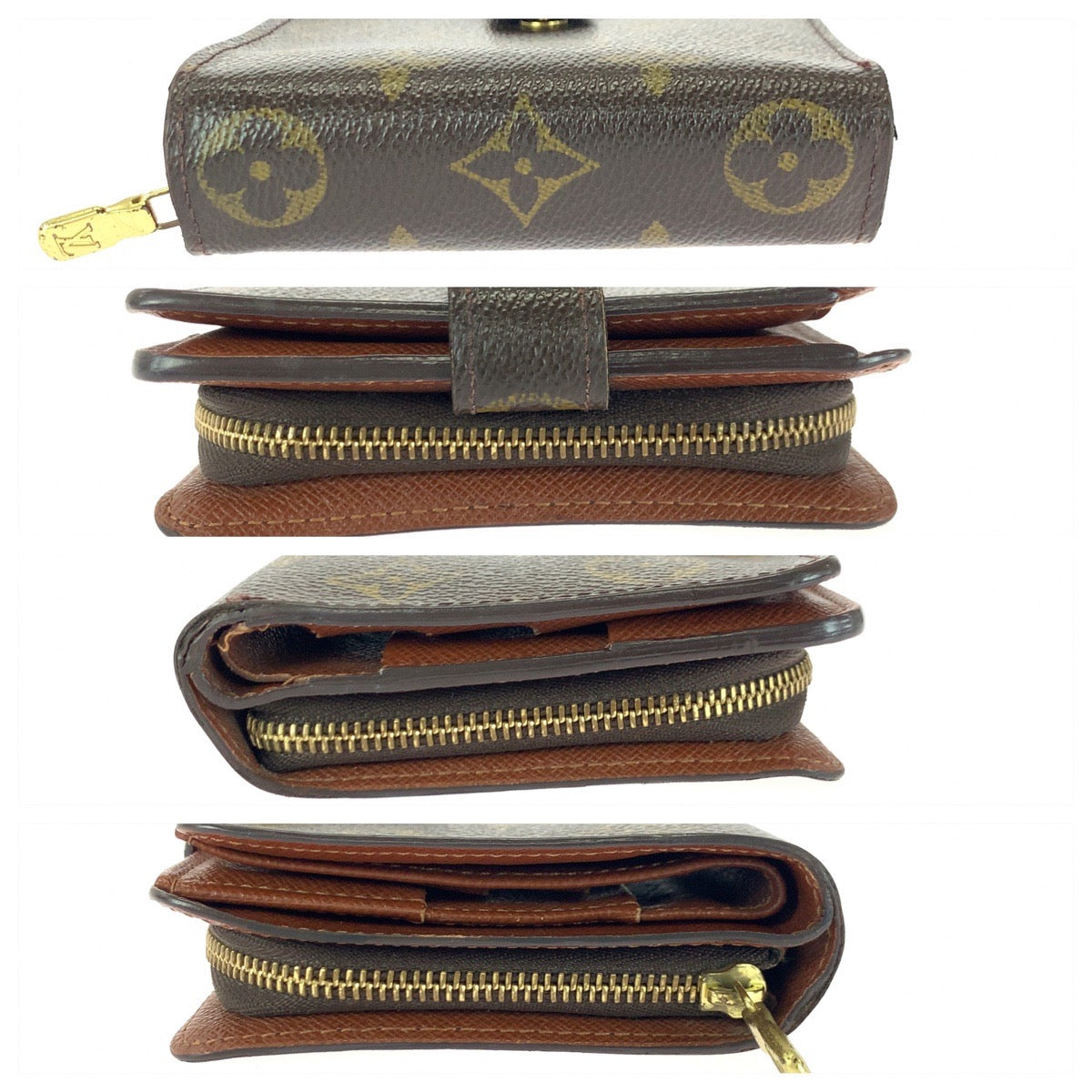 21333
LOUIS VUITTON ルイヴィトン モノグラム コンパクト ジップ ブラウン ゴールド金具 PVC M61667 折財布 コンパクトウォレット レディース AB20