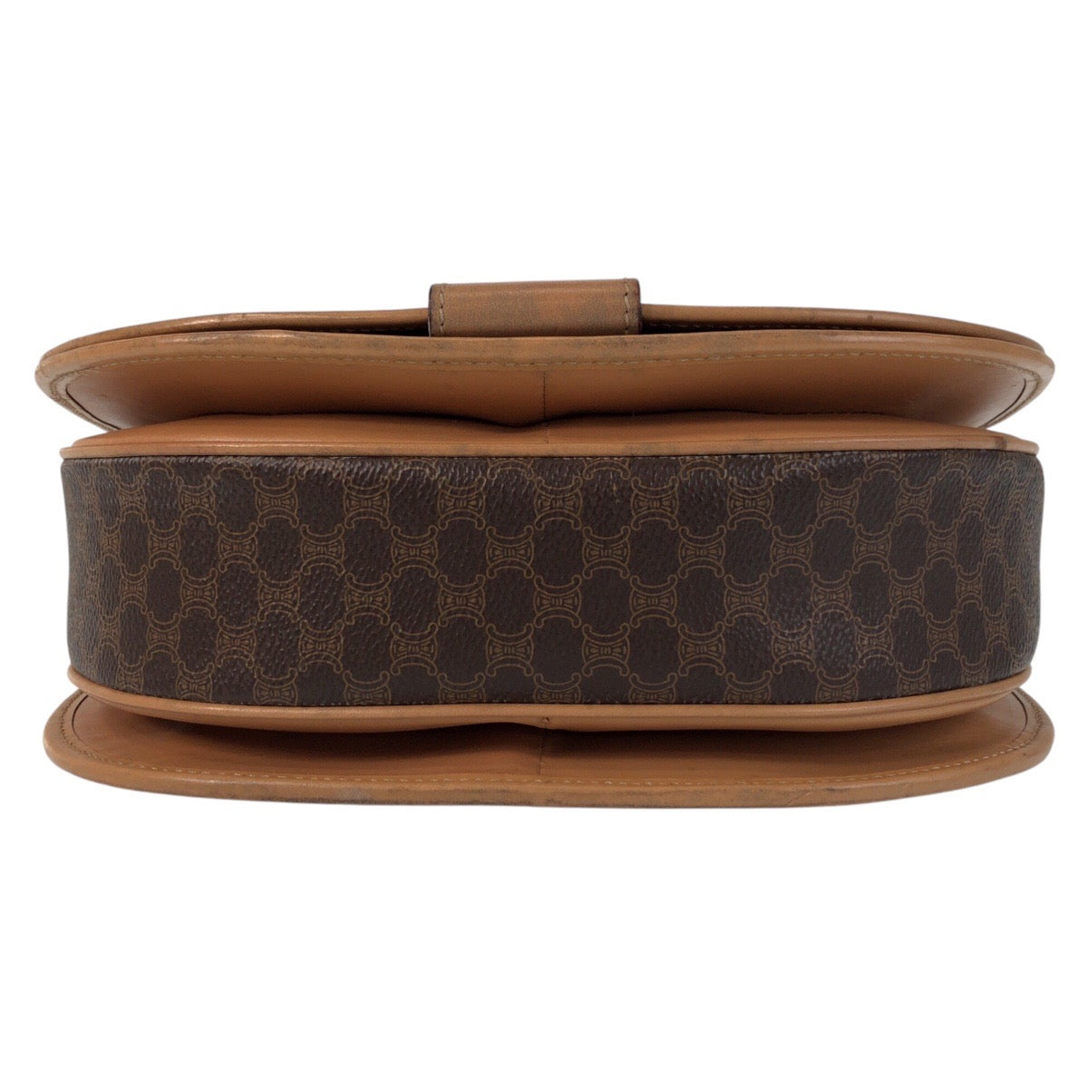 21443
CELINE セリーヌ ヴィンテージ マカダム ブラウン ゴールド金具 PVC / レザー ショルダーバッグ ポシェット レディース AB25