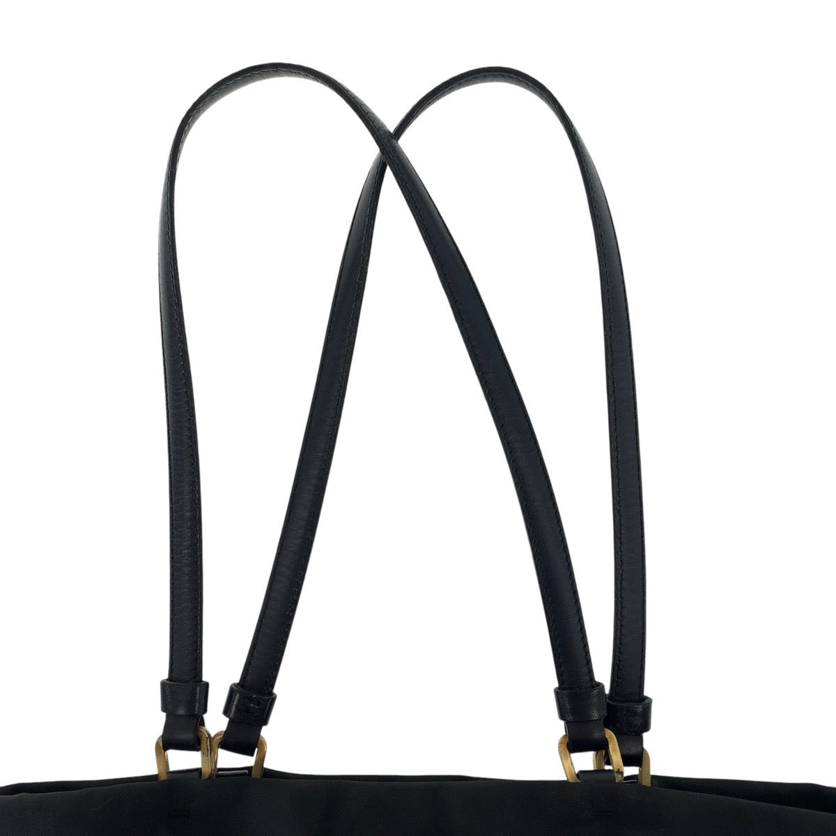 21472
PRADA プラダ テスート 三角ロゴプレート ブラック 黒 ゴールド金具 ナイロン / レザー トートバッグ ショルダーバッグ レディース AB30