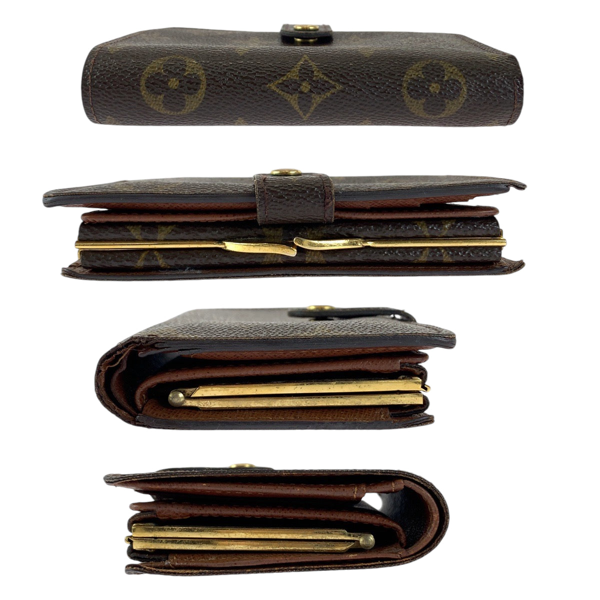 21510
LOUIS VUITTON ルイヴィトン モノグラム ポルトフォイユ ヴィエノワ ブラウン ゴールド金具 PVC M61674 折財布 コンパクトウォレット レディース AB16