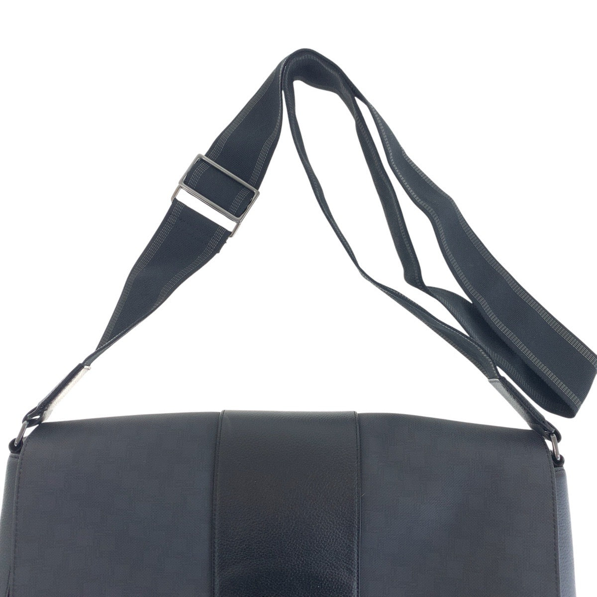 21524
Dunhill ダンヒル ブラック 黒 ガンメタ金具 PVC / レザー ショルダーバッグ メッセンジャーバッグ メンズ ABP24