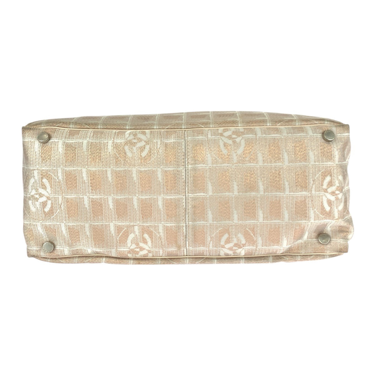 21587
CHANEL シャネル ヴィンテージ ニュートラベルライン トートMM ココマーク ピンクベージュ シルバー金具 ナイロン / レザー トートバッグ ハンドバッグ レディース AB25