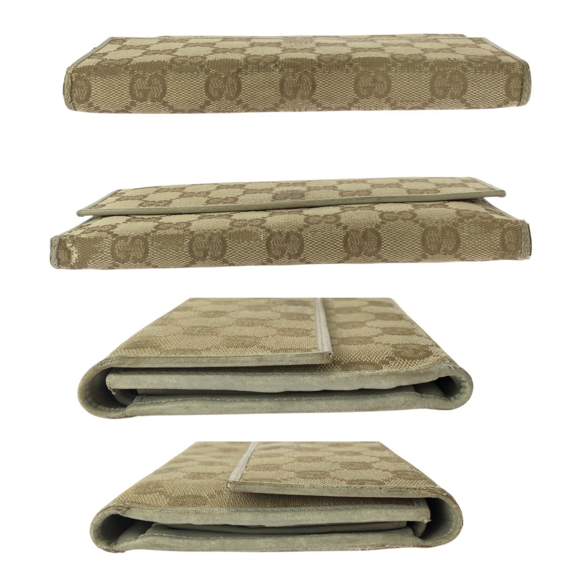 21634
GUCCI Beige Gold Hardware GG Canvas / Leather 257303 Long Wallet for Women B70