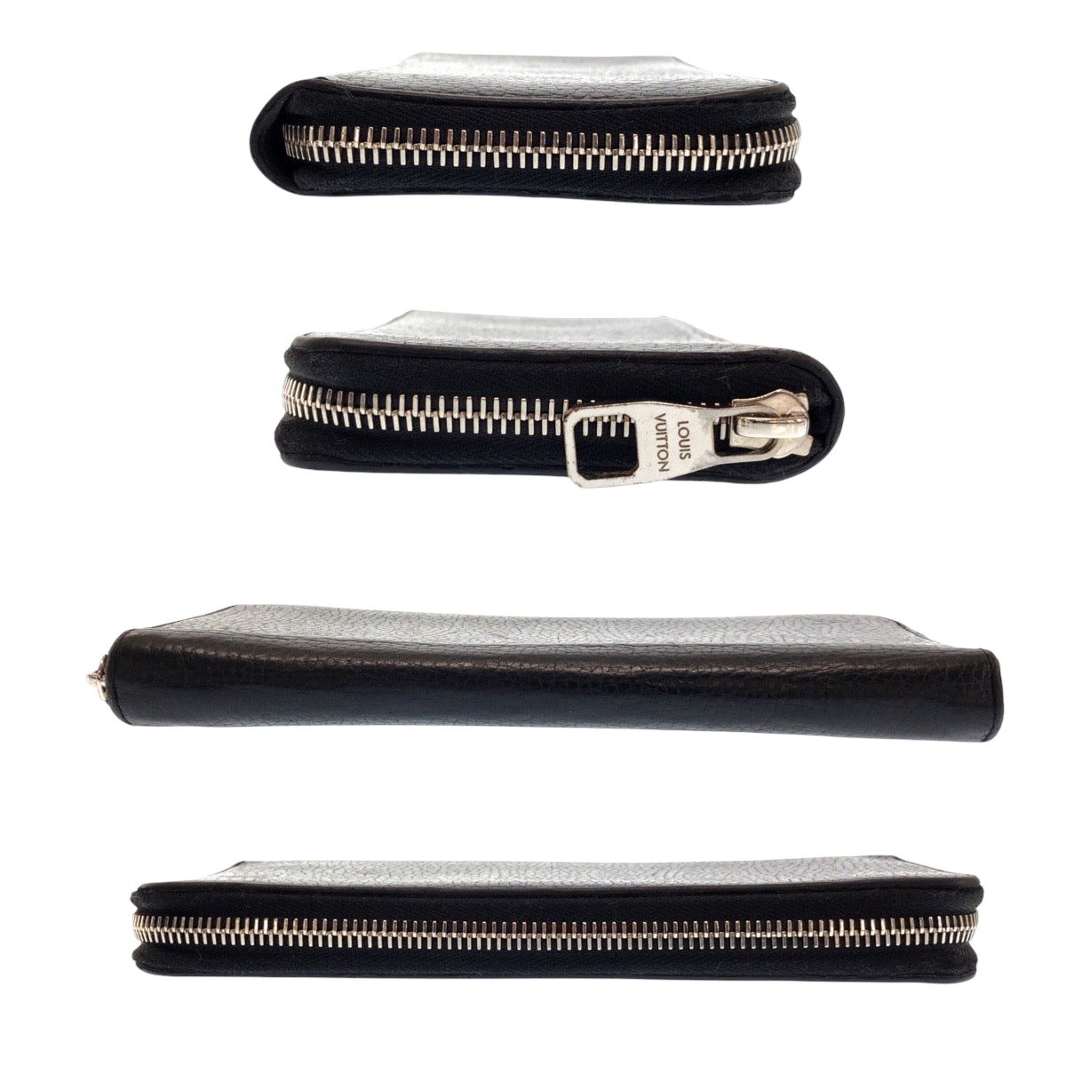 21684
LOUIS VUITTON Louis Vuitton Zippy Wallet Vertical Black Silver Hardware Leather M58412 Long Wallet Round Zipper Men's AB