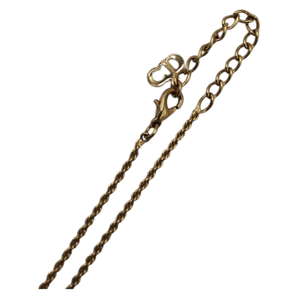 21707
Dior Vintage Rhinestone Gold Tone Metal Necklace Pendant Women's AB
