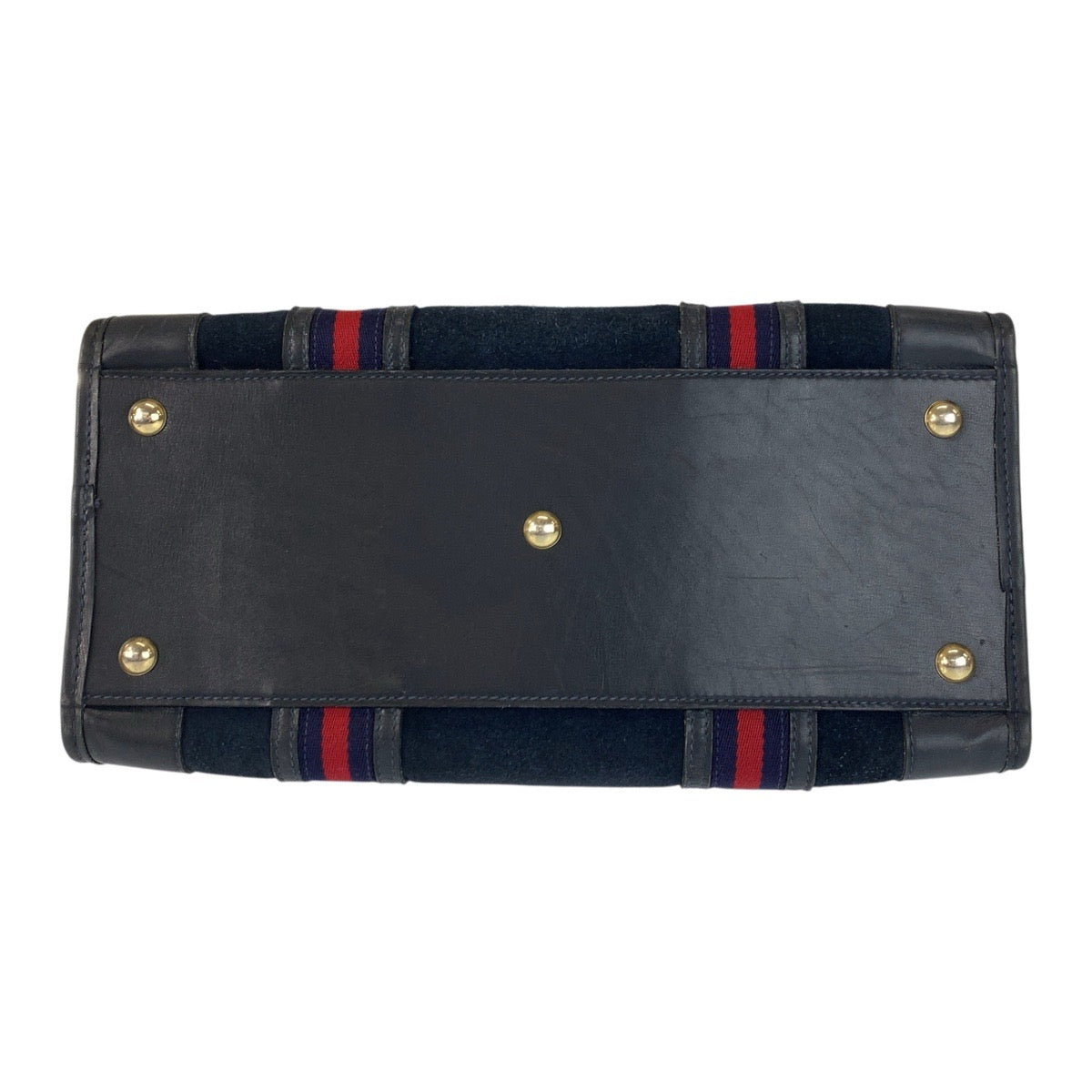 21830
GUCCI グッチ シェリーライン ネイビー ゴールド金具 スウェード / レザー ハンドバッグ レディース AB30
