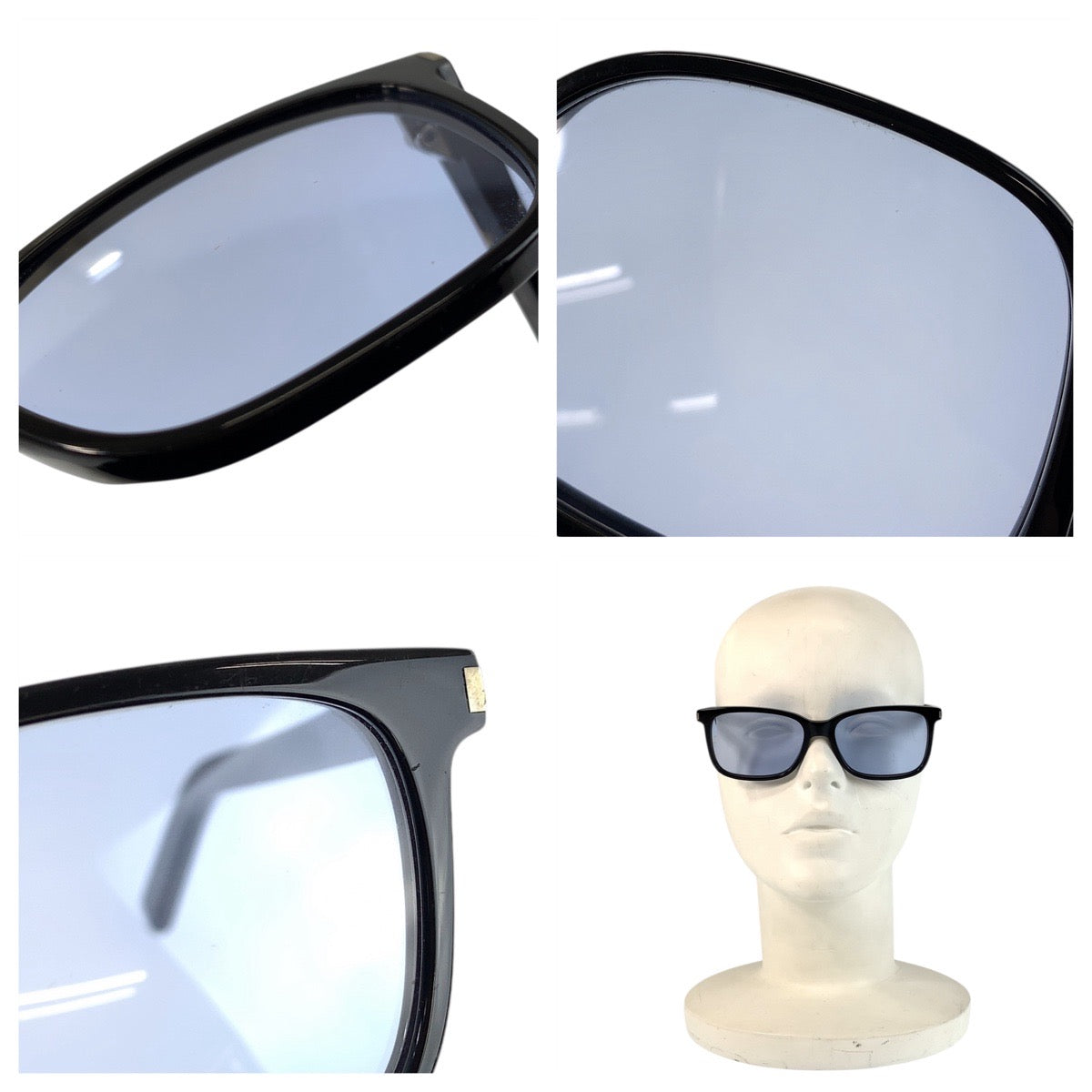 21858
SAINT LAURENT サンローラン ブラック 黒 ブルー プラスチック SL 89 001 54▫︎17-140 サングラス 男女兼用 スクエア メンズ AB18