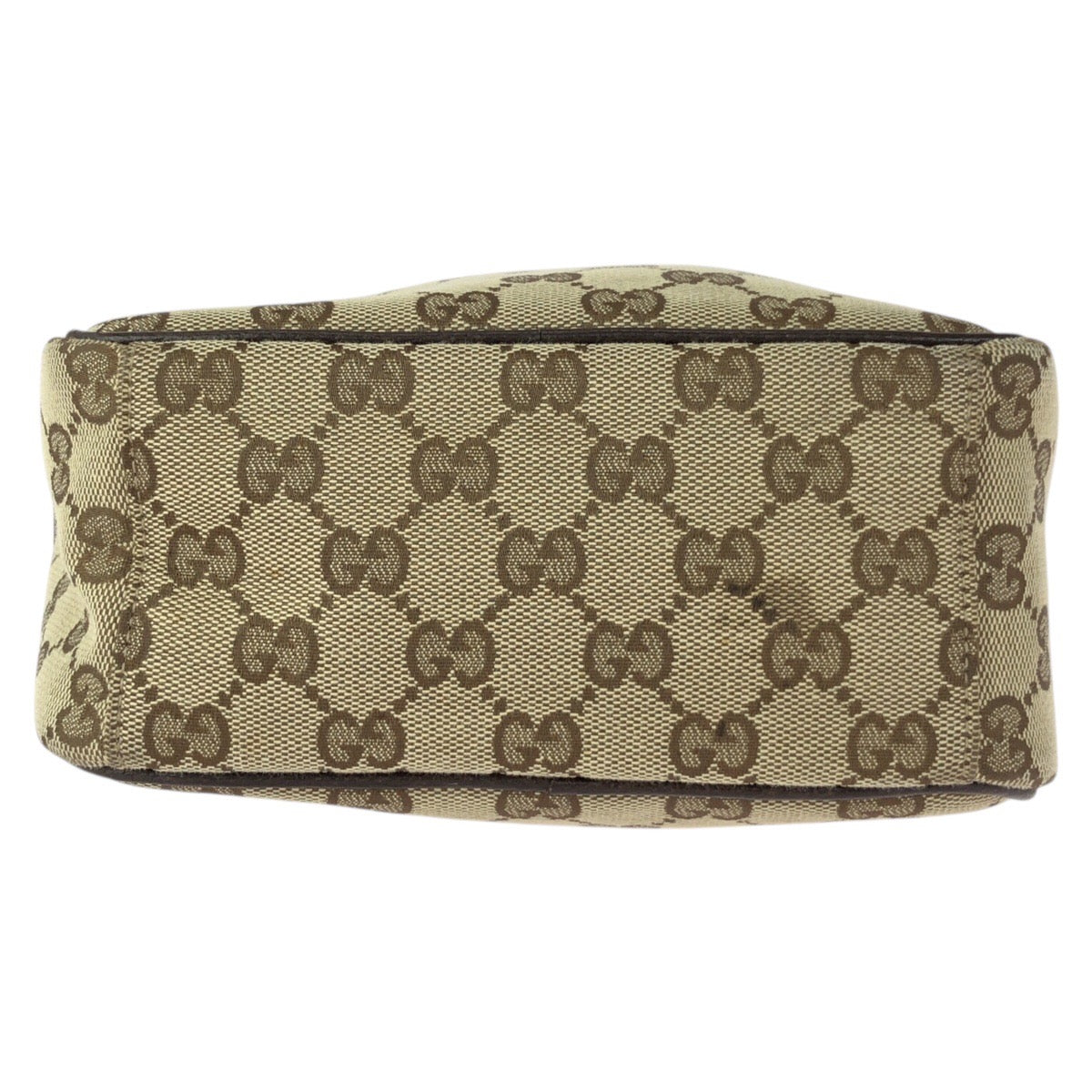 21897
GUCCI GG Canvas / Leather Shoulder Bag Pouch in Beige Brown with Silver Hardware 122759 Men's ABP38