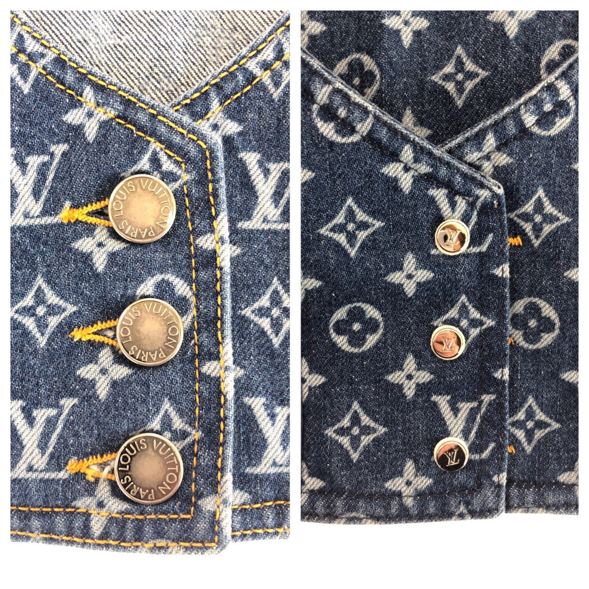 21909
LOUIS VUITTON ルイヴィトン 25SS モノグラム デニム クロップトップ サイズ40 定価277,200円 ブルー シルバー金具 コットン 1AHIA1 トップス レディース SA100