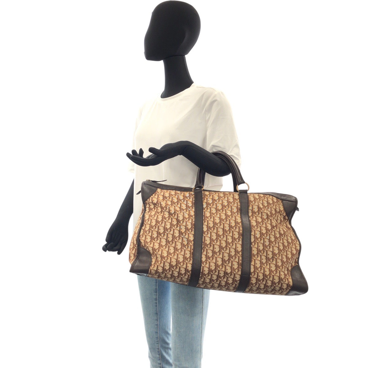 21927
Christian Dior Vintage Trota Brown Canvas / Leather Handbag Mini Boston Bag Ladies AB42