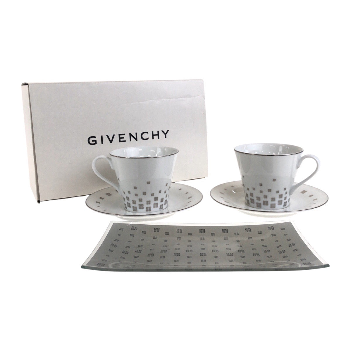 21949
Givenchy Cup and Saucer Coffee Set White Grey Ceramic / Glass Tableware Dinnerware Set Ladies N