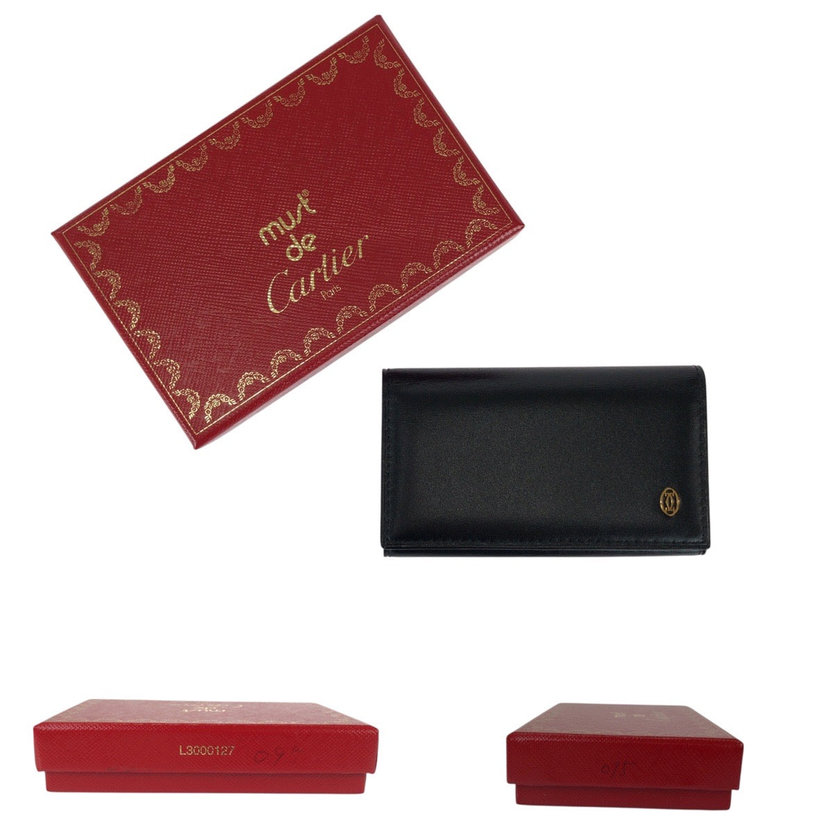 21997
CARTIER Pasha de Cartier Black Gold Hardware Leather 6-Key Case Unisex Men's SA14
