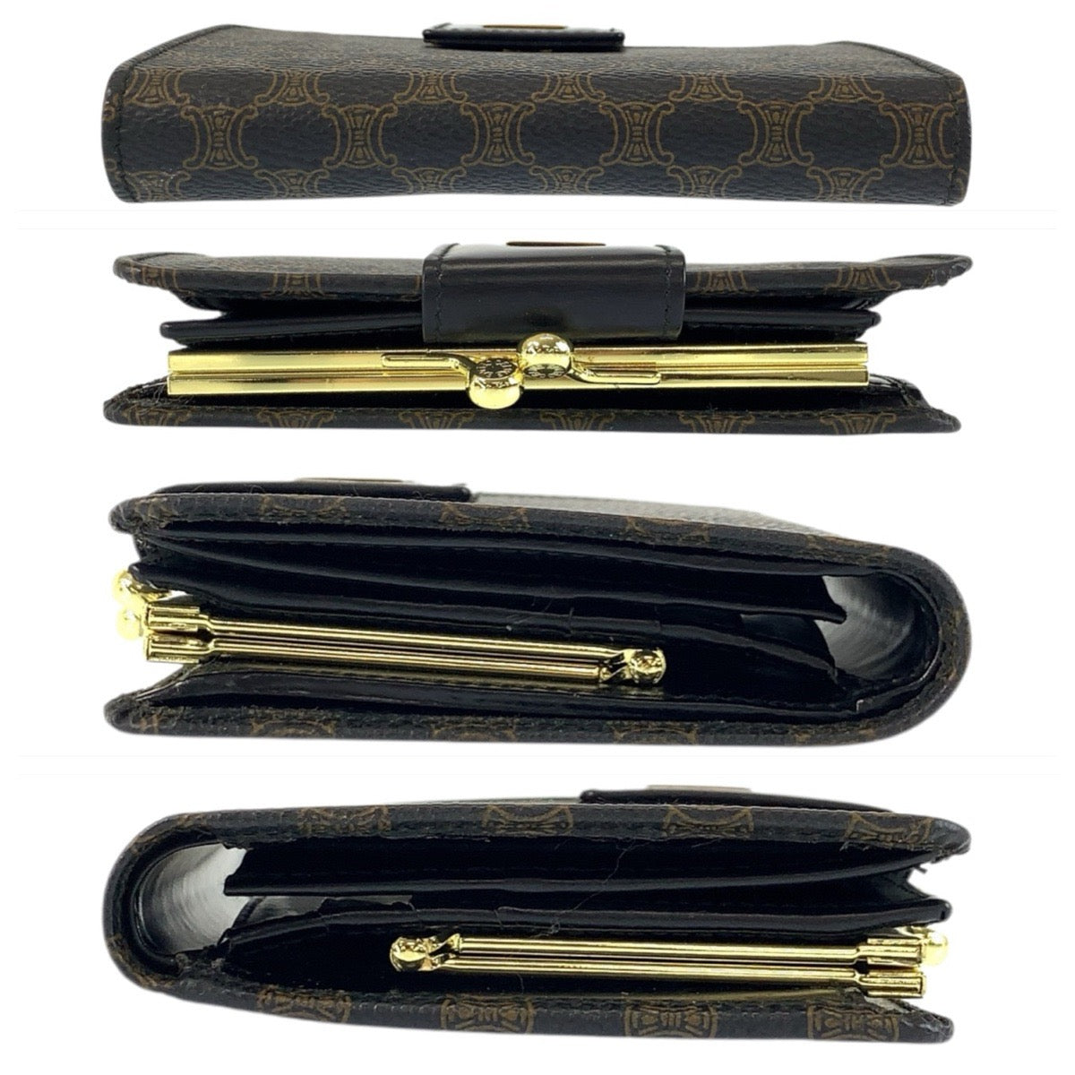 22008
CELINE セリーヌ ヴィンテージ マカダム ブラウン ブラック ゴールド金具 M/00/2 折財布 コンパクトウォレット レディース A21
