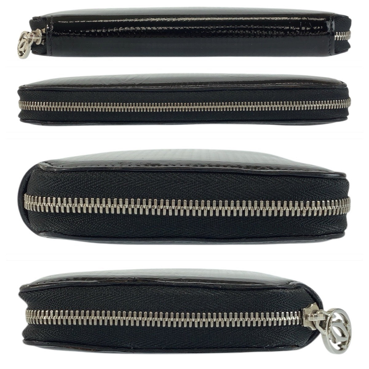 22009
CARTIER Cartier Happy Birthday Black Patent Leather Silver Hardware Long Wallet Women's ABP18