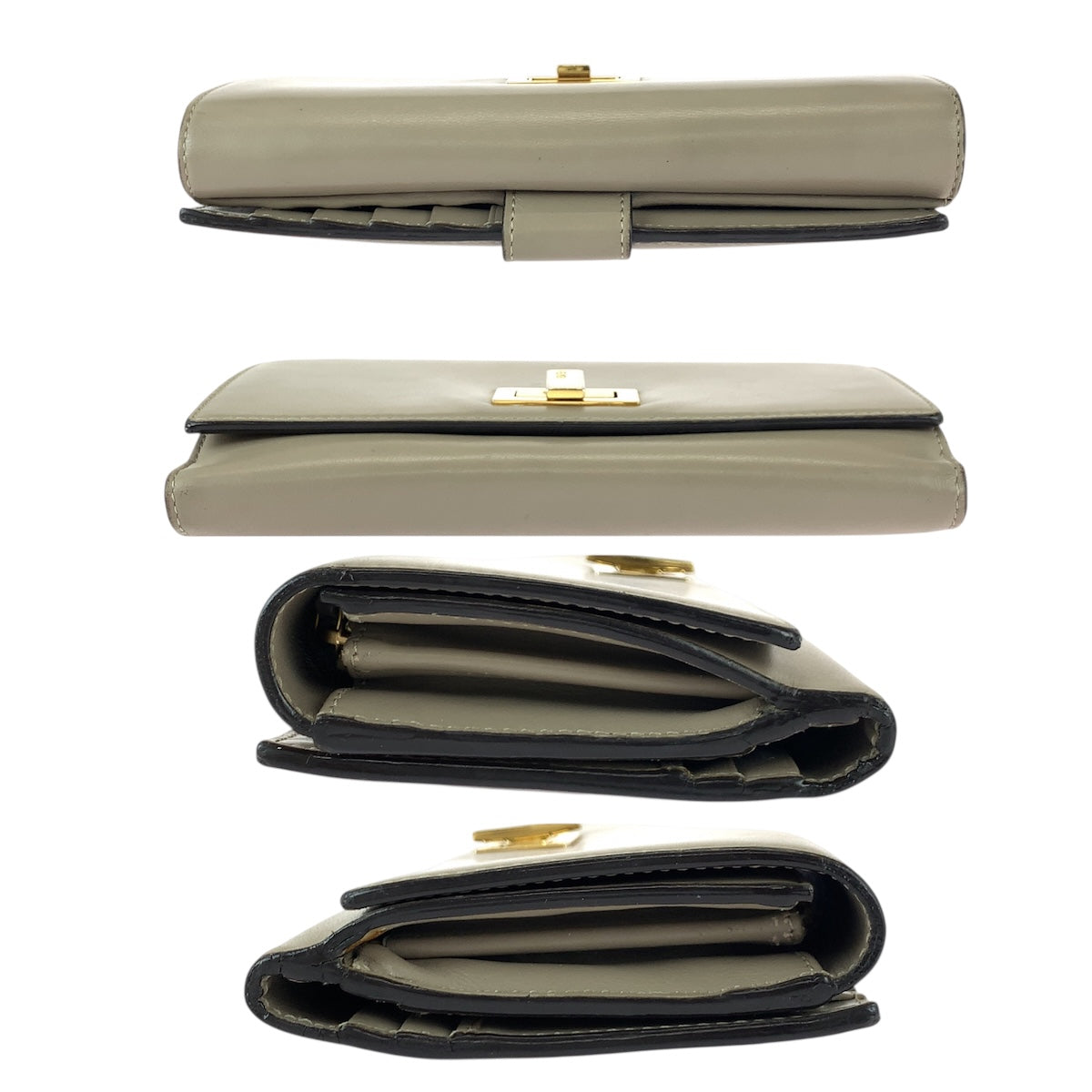 22010
Fendi Peekaboo Beige Gold Hardware Leather 8M0308 Long Wallet Ladies ABP23