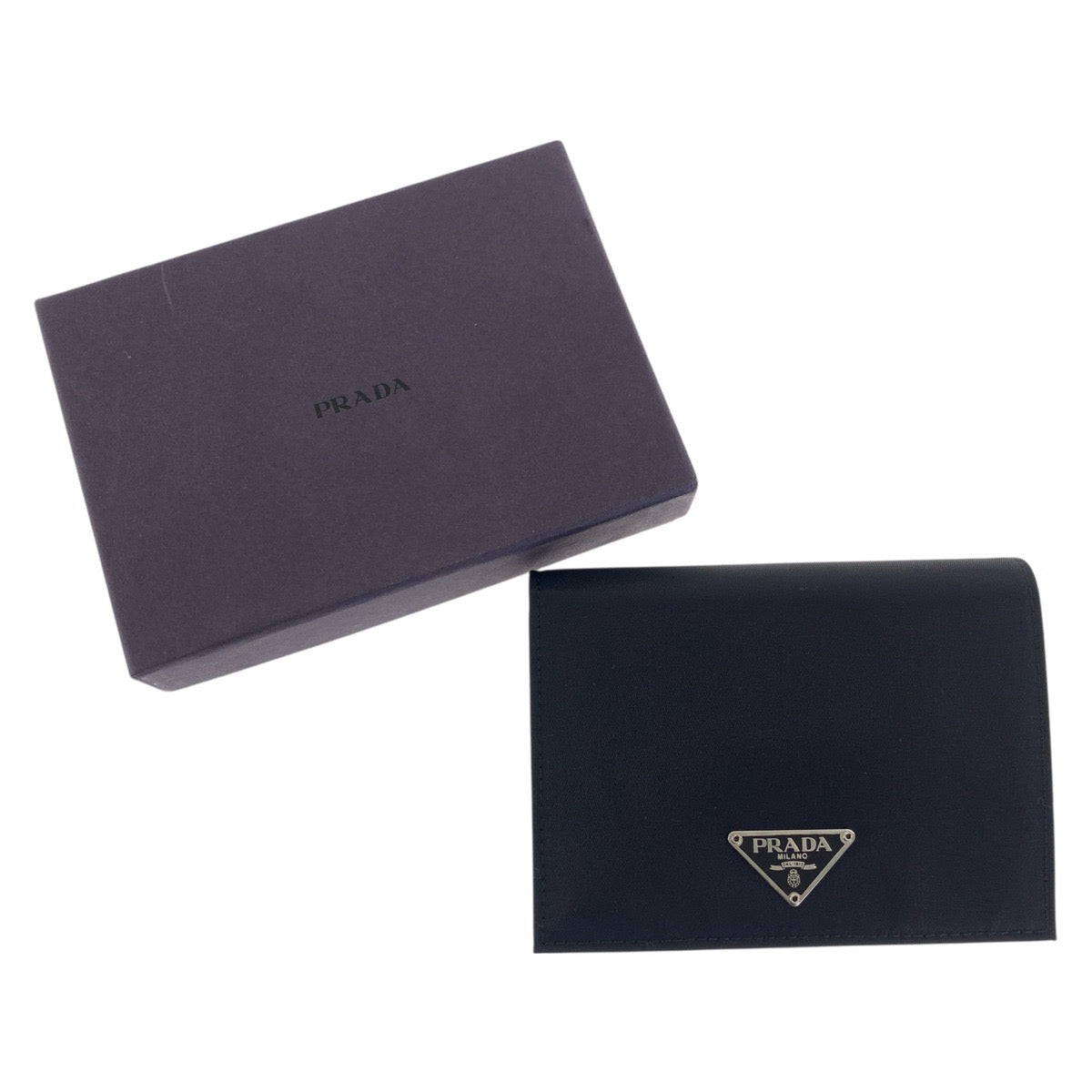22025
PRADA Tessuto Saffiano Triangle Logo Plate Black Silver Hardware Nylon / Leather Bifold Wallet Compact Wallet Ladies A21