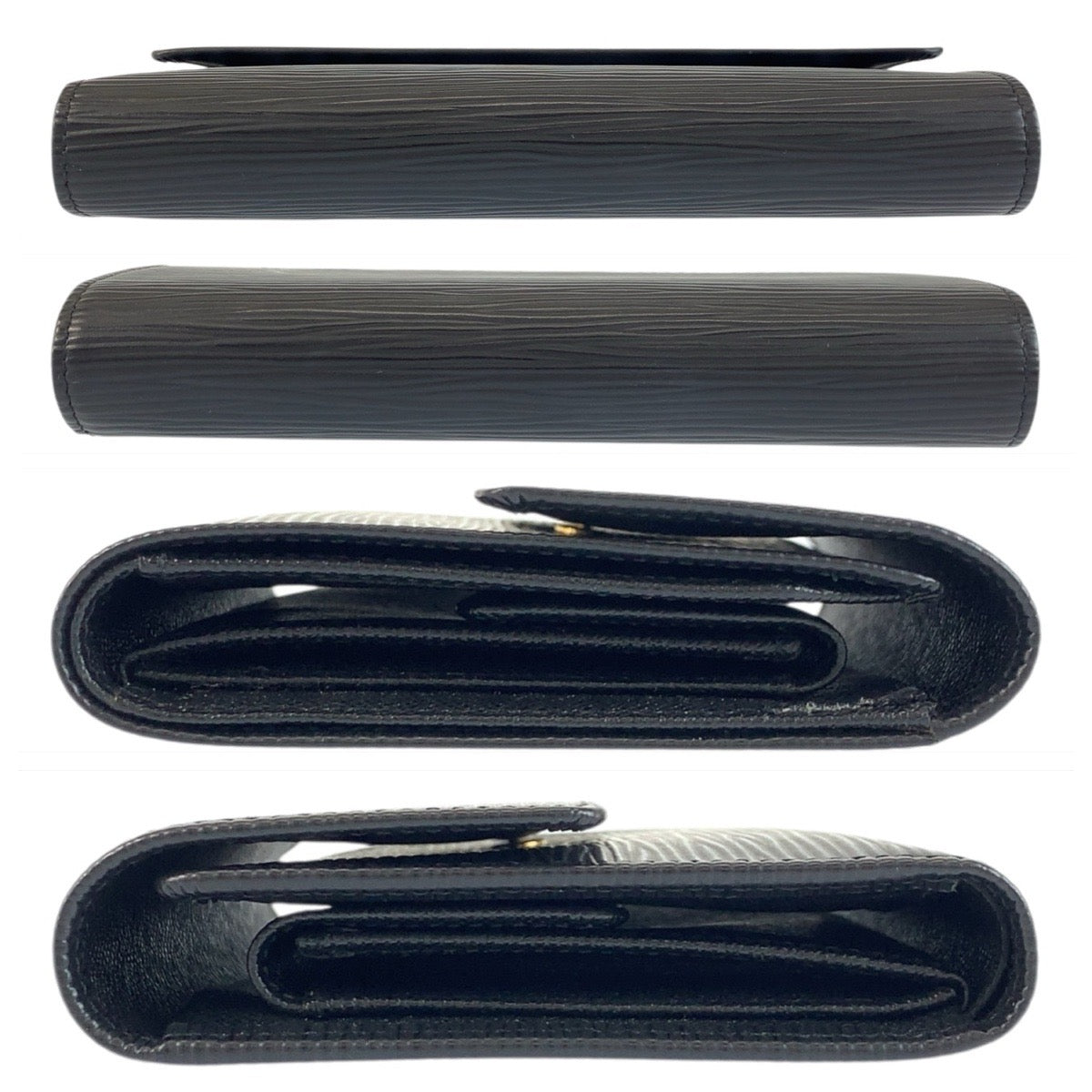 22028
LOUIS VUITTON ルイヴィトン エピ ポルトトレゾールエテュイパピエ ブラック 黒 ゴールド金具 レザー M63712 折財布 コンパクトウォレット メンズ A35