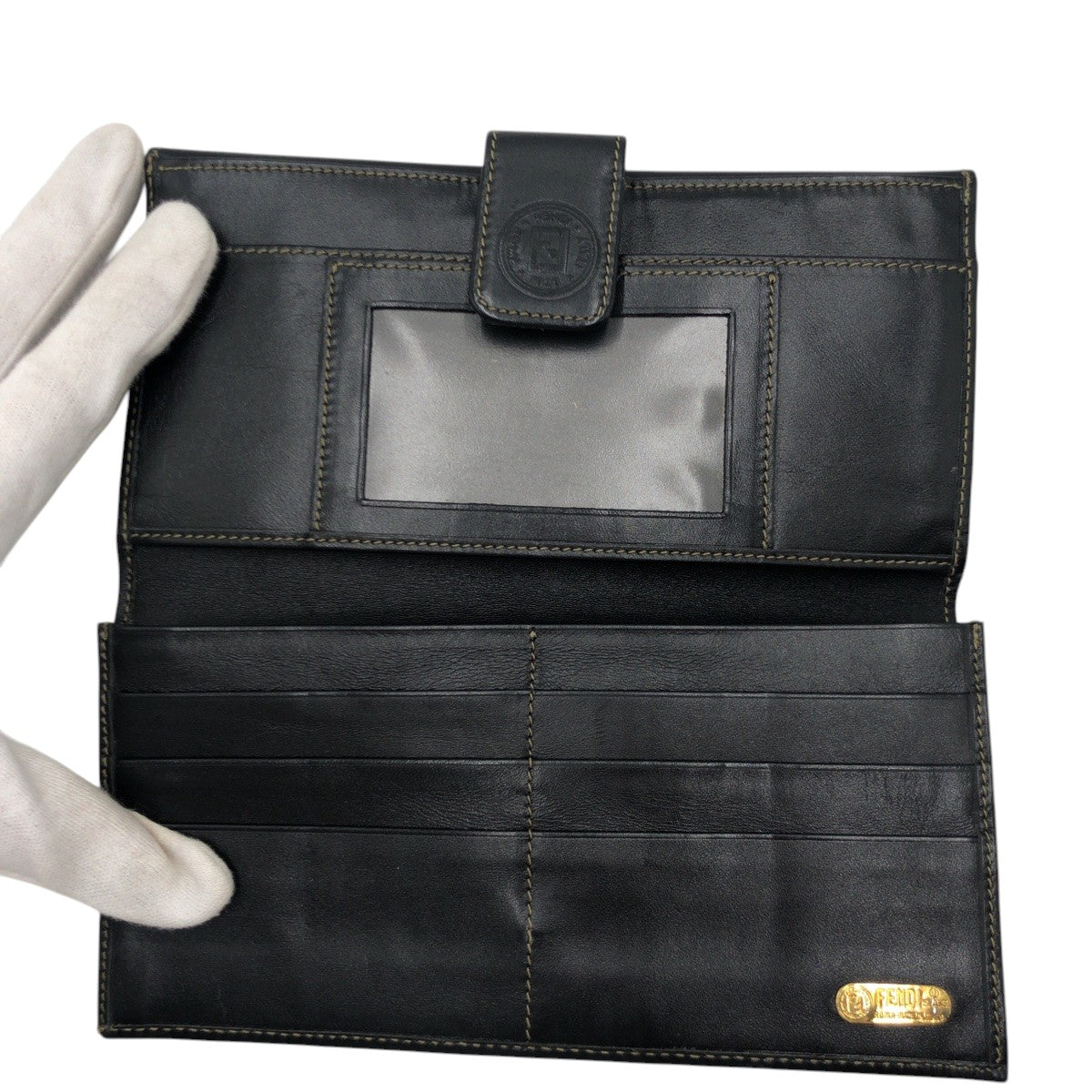 22060
FENDI Pecan Brown Canvas 251.308060 Long Wallet for Women ABP7