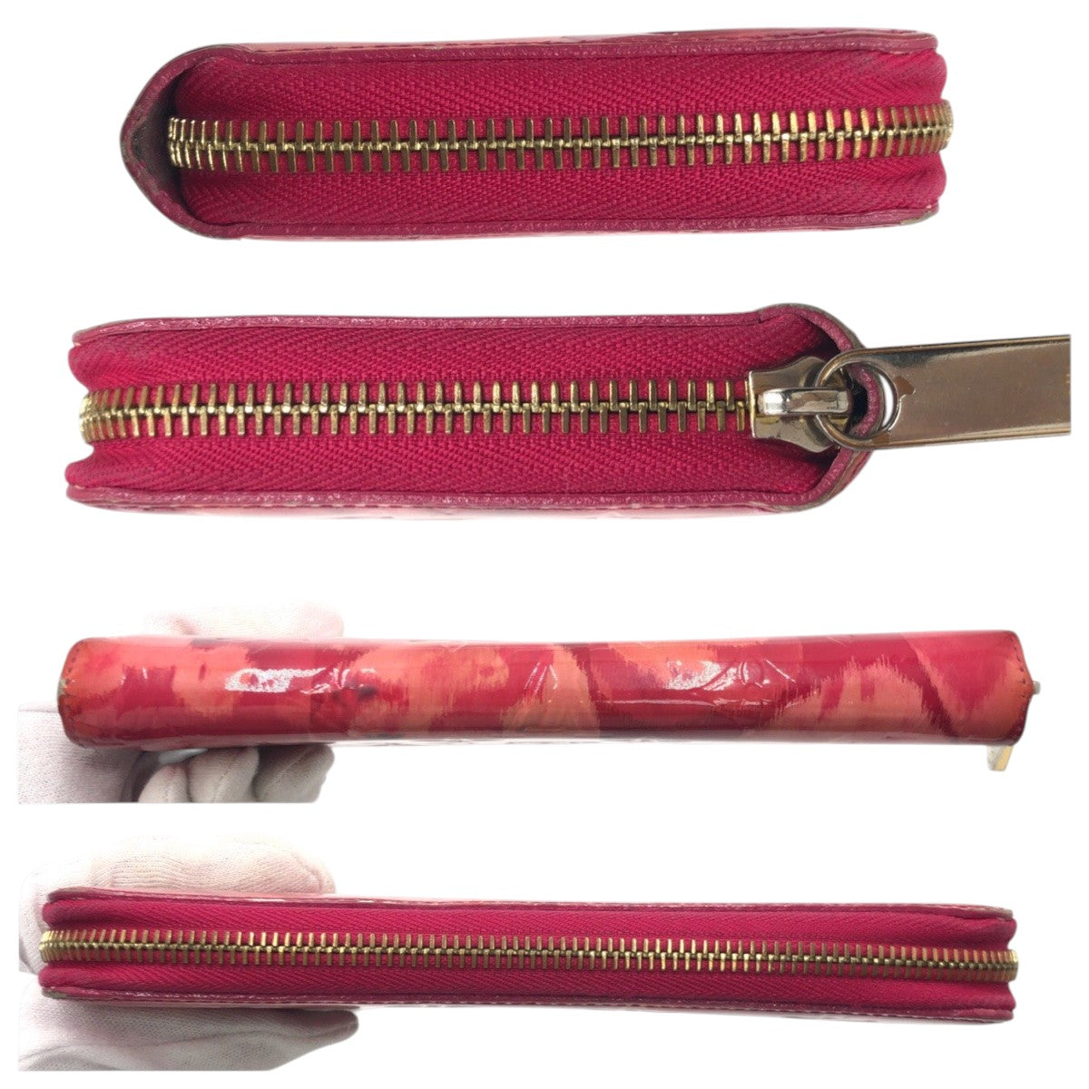 22061
LOUIS VUITTON ルイヴィトン モノグラム ヴェルニ イカット フラワー ジッピー ウォレット ピンク ローズアンディアン パテントレザー M90019 長財布 ロングウォレット レディース AB8