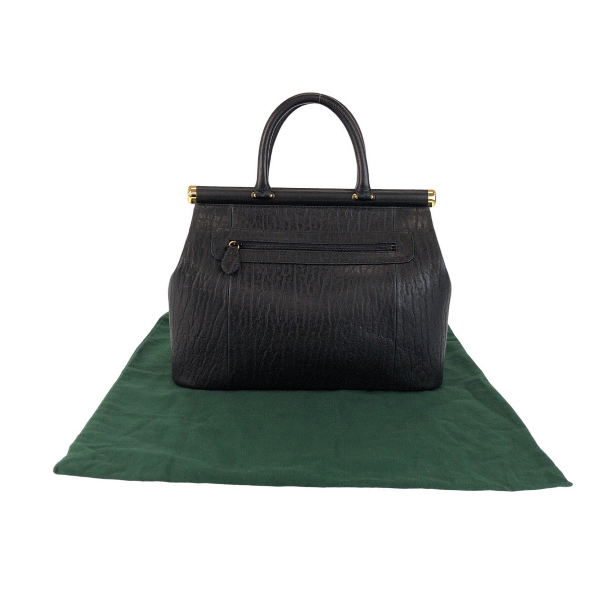 22065
ブラック 黒 ゴールド金具 レザー ハンドバッグ レディース A3