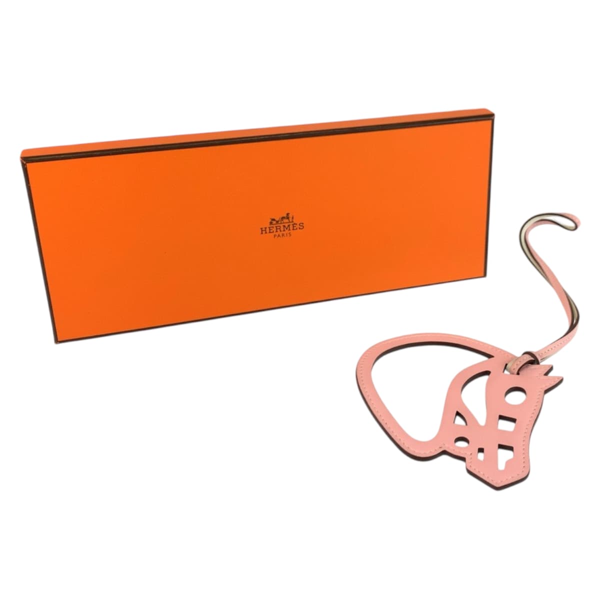 22078
HERMES Paddock Cheval Rose Sakura White Leather Bag Charm Women's A48