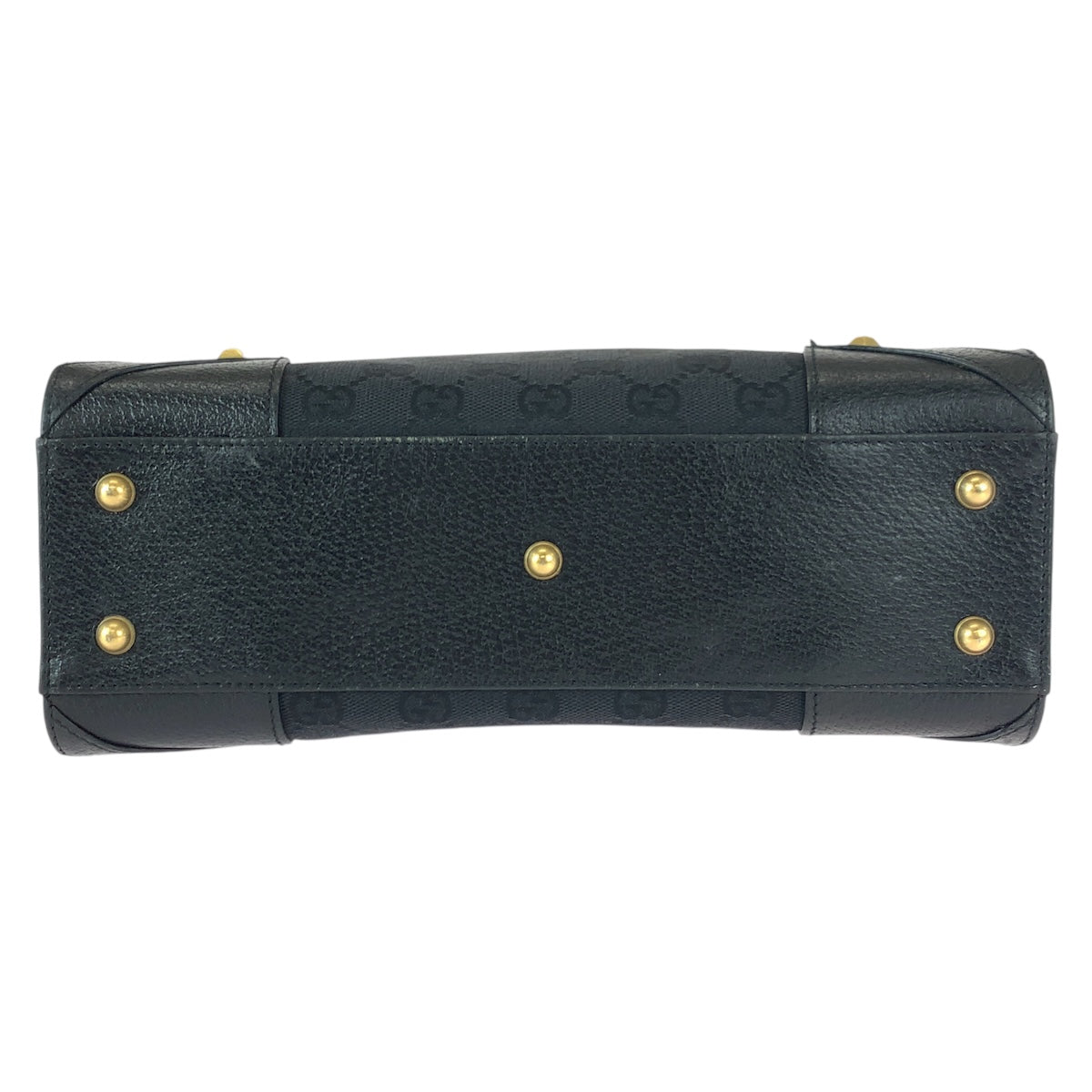 22080
GUCCI Black Gold Hardware GG Canvas / Leather 120895 Tote Bag Handbag Women's A56