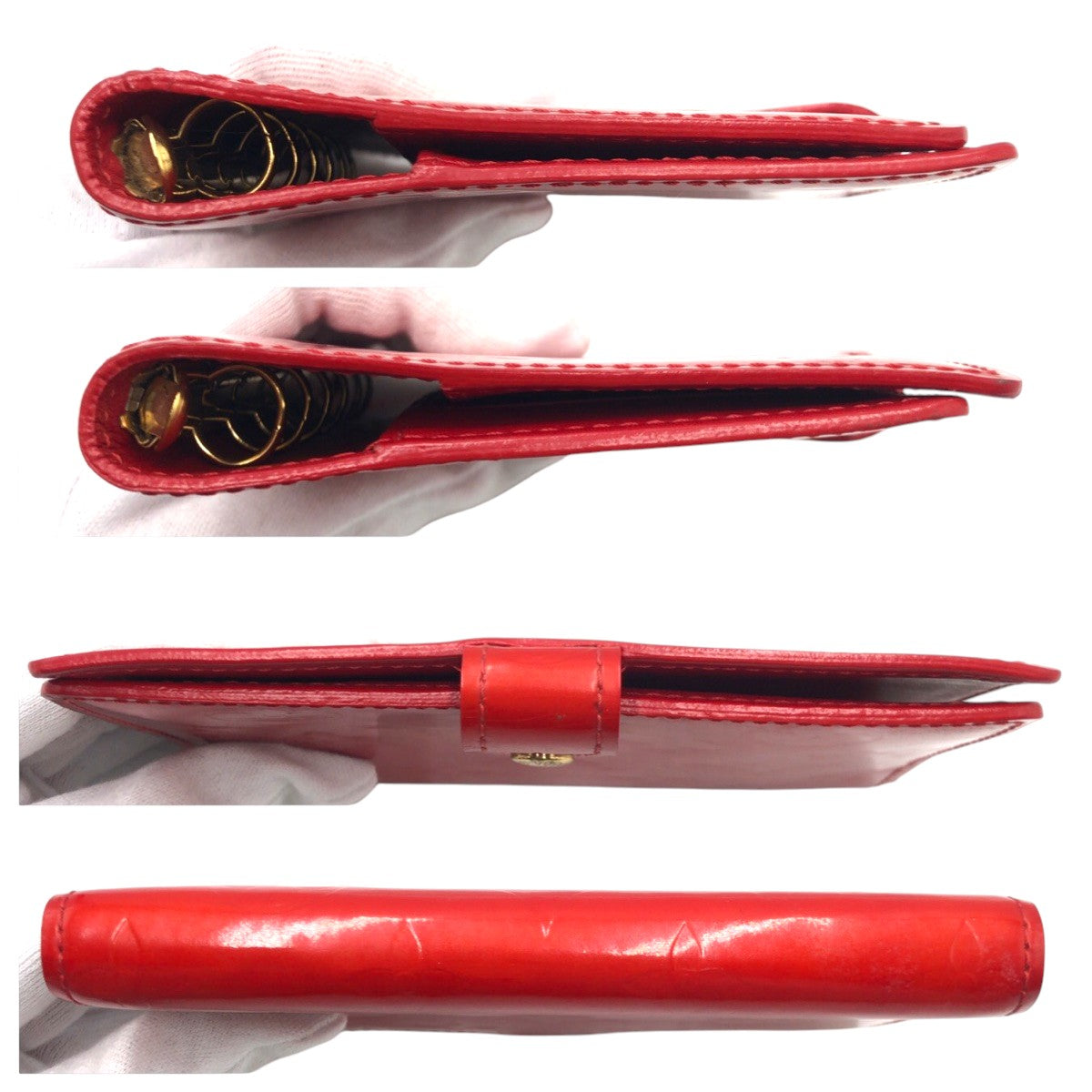 22104
LOUIS VUITTON ルイヴィトン モノグラム ヴェルニ アジェンダPM レッド ゴールド金具 パテントレザー R2101F 手帳カバー レディース AB4