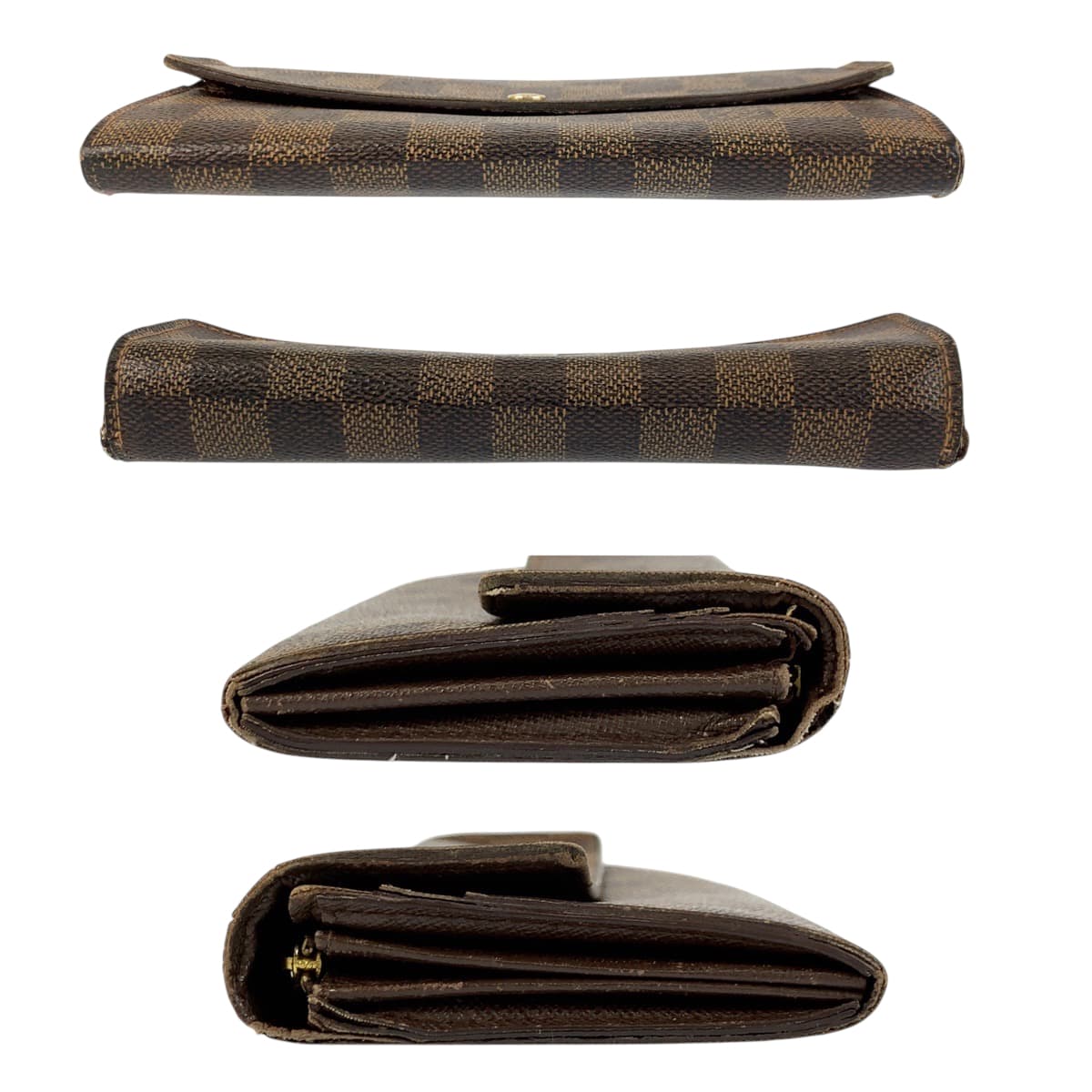 22119
LOUIS VUITTON Damier Portefeuille Sarah Brown Gold Hardware PVC N61734 Long Wallet Women's AB14