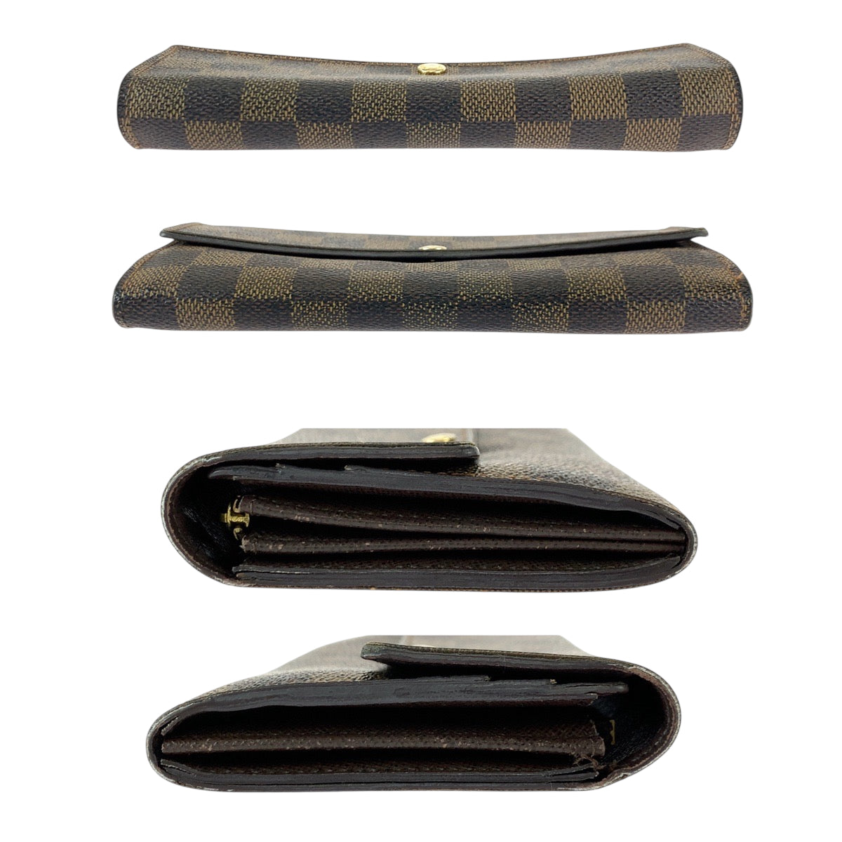 22121
LOUIS VUITTON Damier Portefeuille Sarah Brown Gold Hardware PVC N61734 Long Wallet Women's AB14