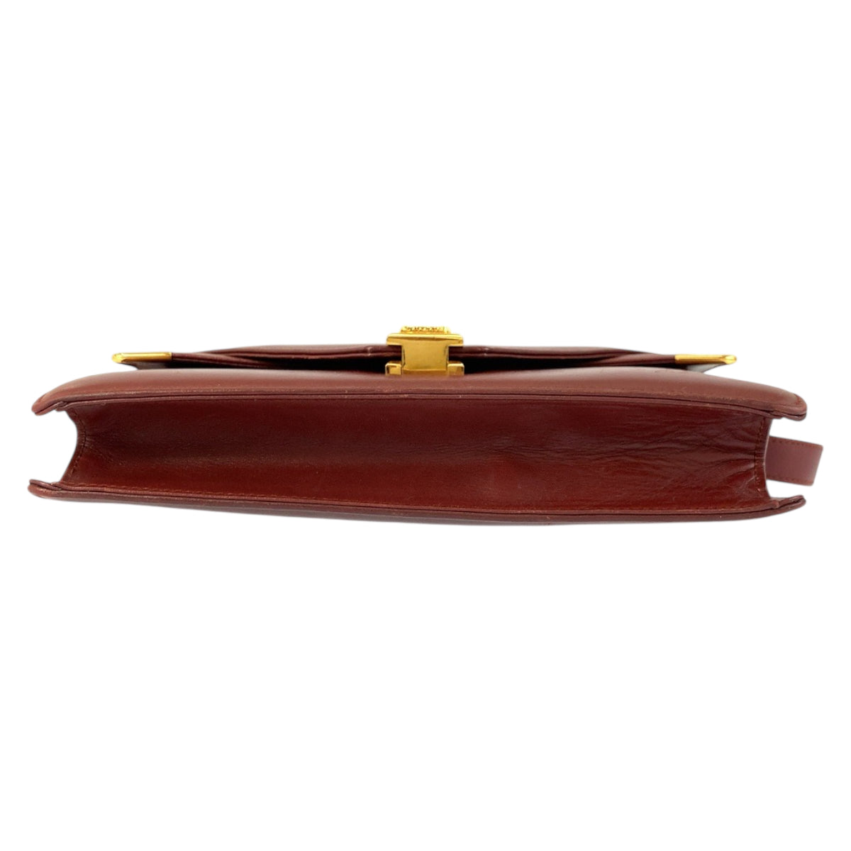 22162
CARTIER Cartier Vintage Must Line Bordeaux Gold Hardware Leather Shoulder Bag Pochette Women's AB10