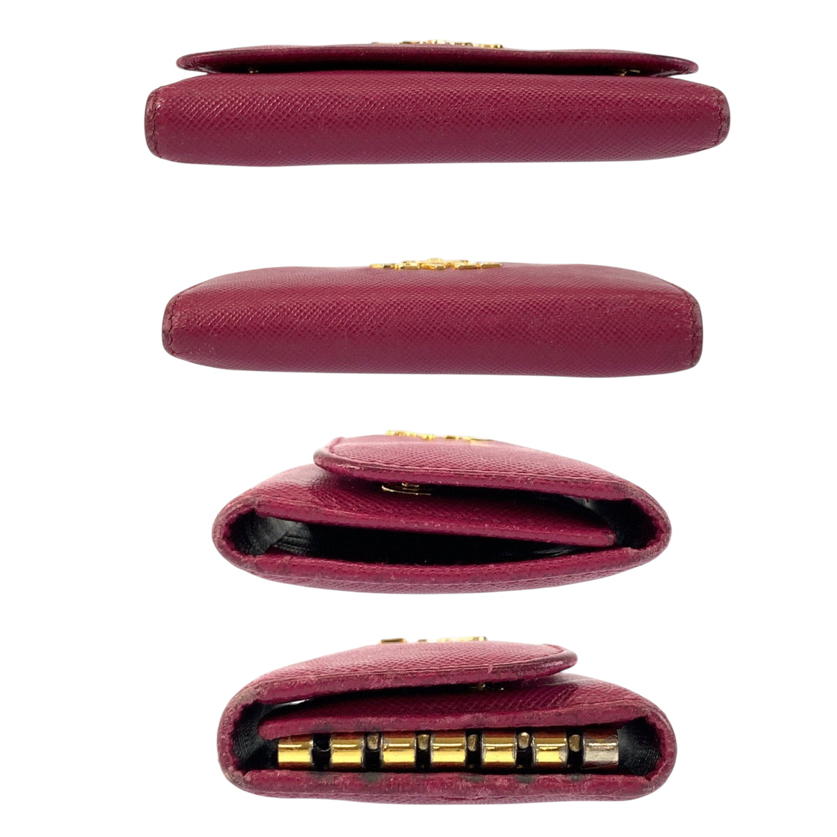 22166
PRADA プラダ サフィアーノ ロゴ ピンク ゴールド金具 レザー 197A キーケース 6連 レディース B3