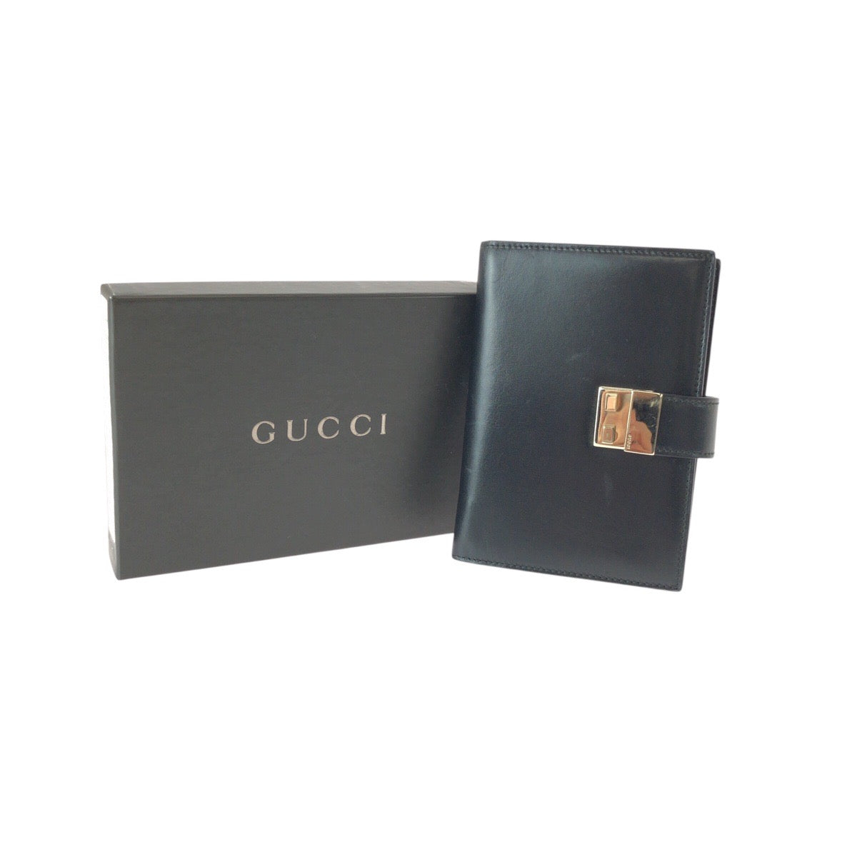 22190
GUCCI Black Silver Hardware Leather 031 0416 1066 Agenda Cover Men's ABP7