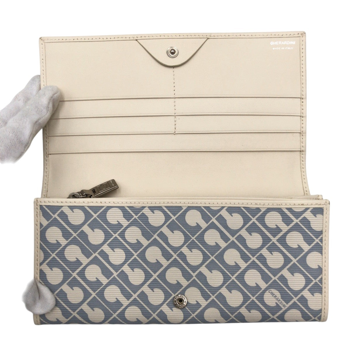 22211
GHERARDINI ゲラルディーニ ホワイト ブルー ポリエステル / レザー 長財布 ロングウォレット 男女兼用 メンズ ABP4