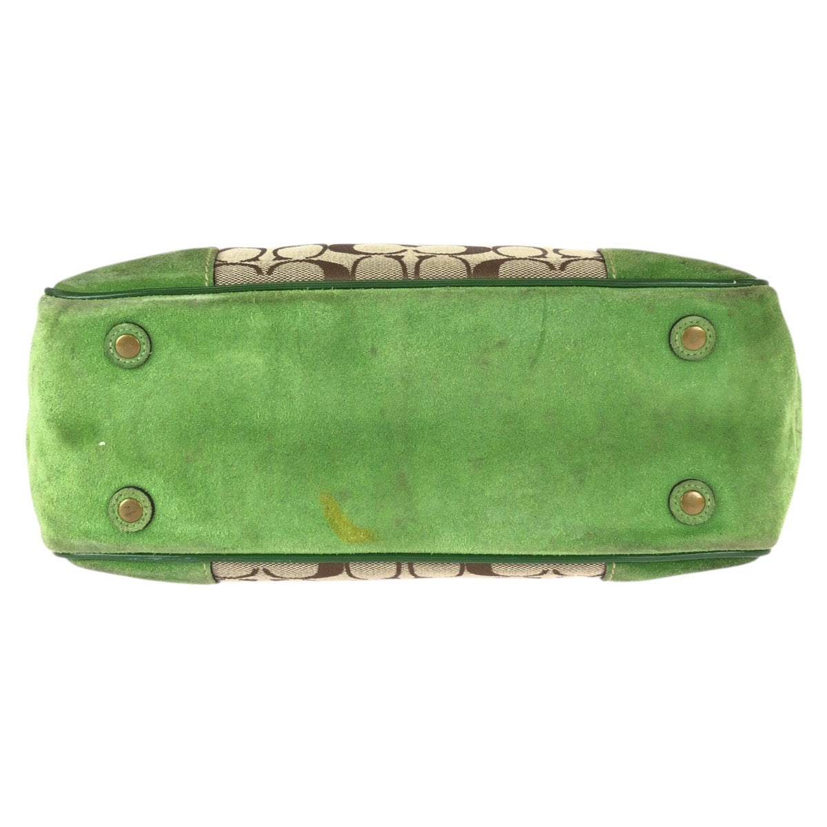 22225
COACH コーチ シグネチャー ベージュ グリーン ゴールド金具 キャンバス / スエード 1443 トートバッグ ハンドバッグ レディース AB6