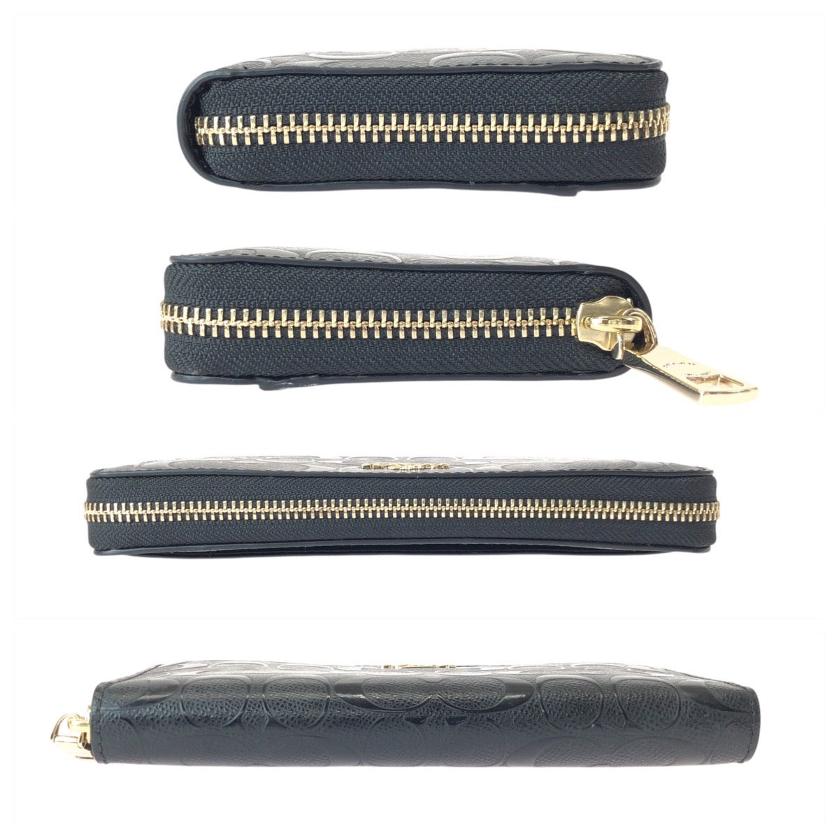 22234
COACH Signature Black Gold Hardware Patent Leather F53126 Long Wallet Women's B3