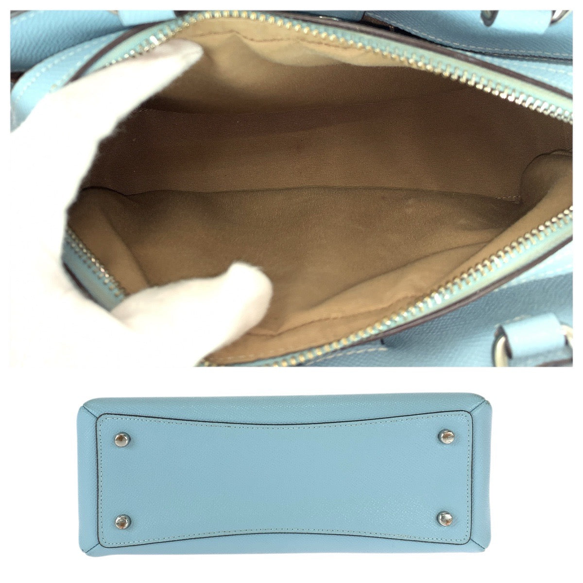 22237
COACH コーチ ミニ リリー キャリーオール ブルー ライトブルー シルバー金具 レザー 91146 ハンドバッグ レディース AB6