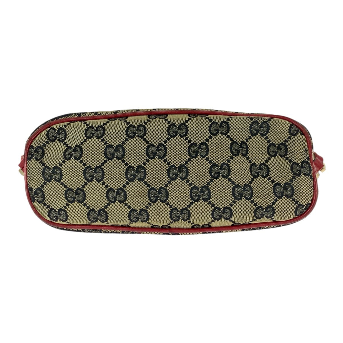 22247
GUCCI GG Canvas / Leather Handbag Accessory Pouch Beige Red Gold Hardware 039.1103 B5 Women's