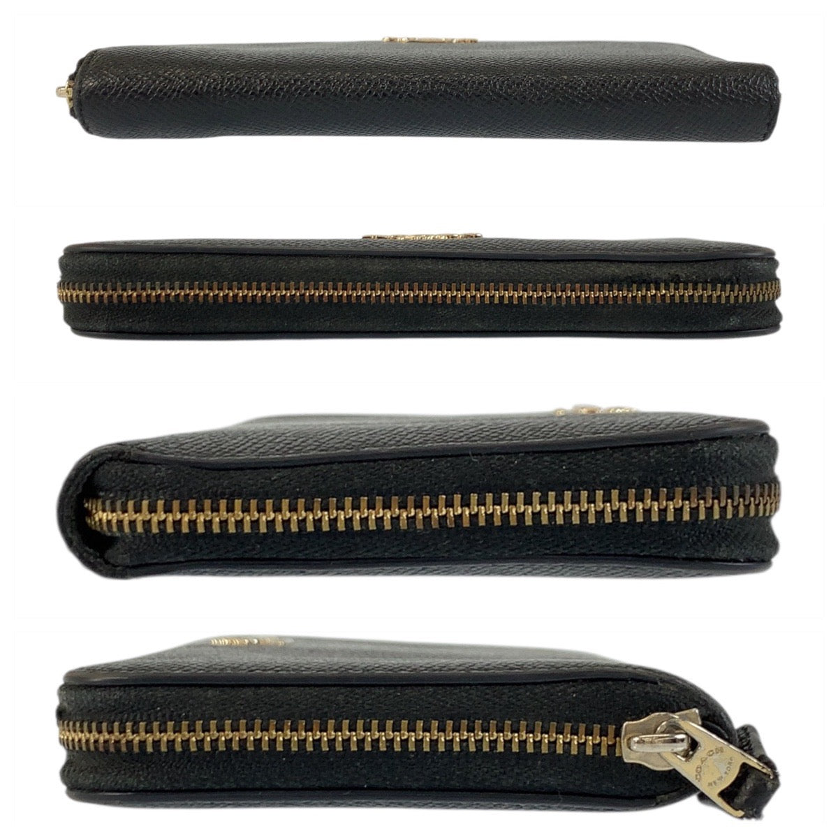 22262
COACH Black Gold Hardware Leather Folding Wallet Compact Wallet Women's AB2