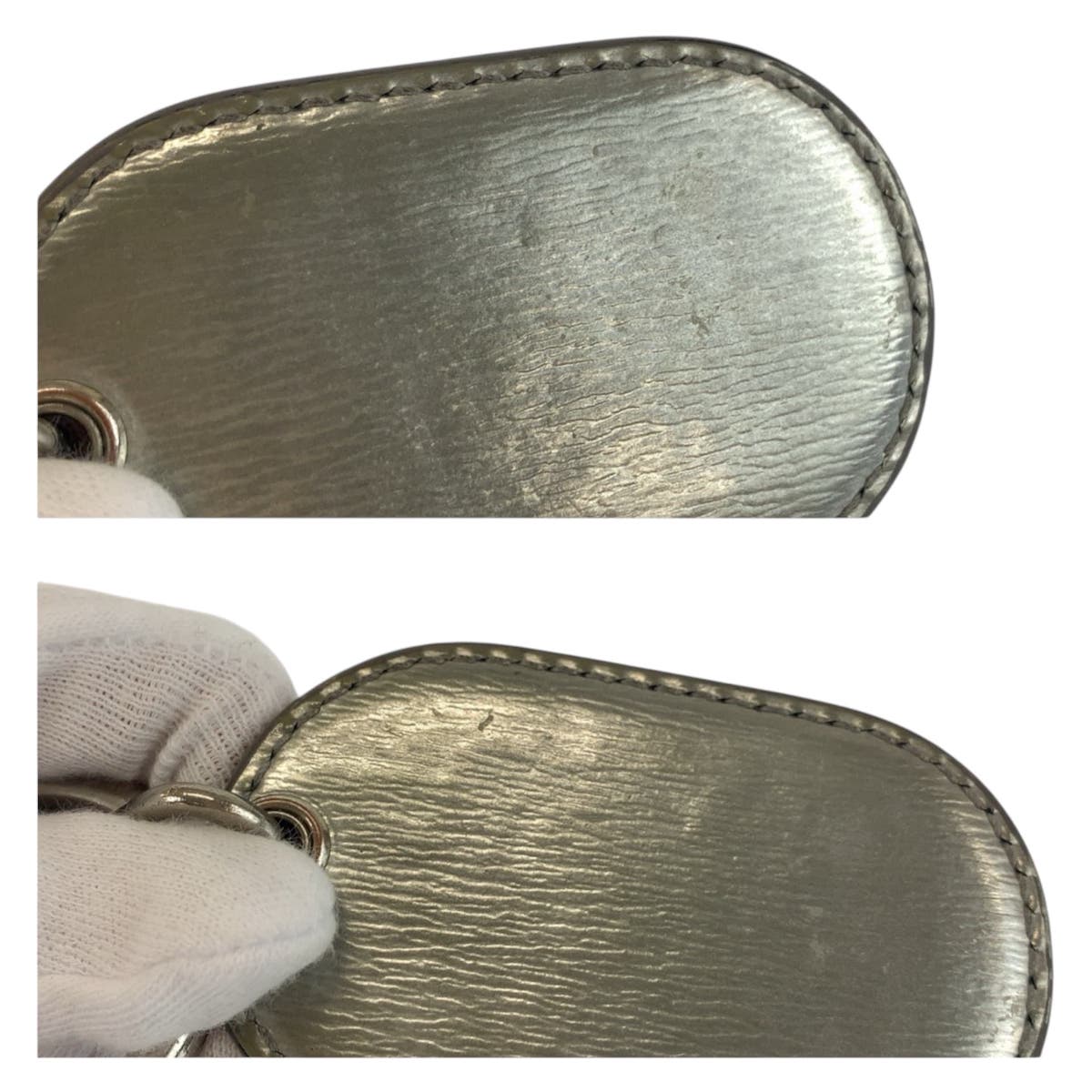 22347
BALENCIAGA バレンシアガ BBロゴ シルバー 合金 / レザー キーホルダー キーリング メンズ AB3