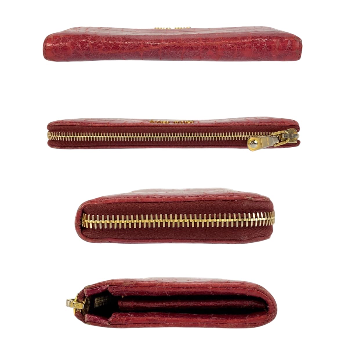 22356
MIUMIU Miu Miu Embossed Pink Gold Hardware Leather Long Wallet for Women AB5