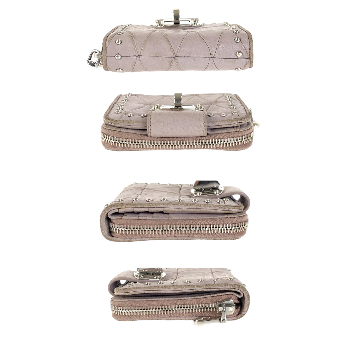 22360
MIUMIU Pink Silver Hardware Leather Bi-fold Wallet Compact Wallet Women's B2
