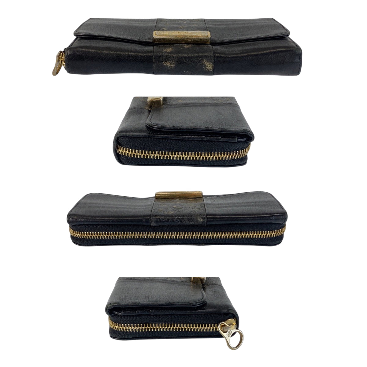 22366
SEE BY CHLOE シーバイクロエ ブラック 黒 ゴールド金具 レザー 04 15 83 65 長財布 ロングウォレット レディース AB3