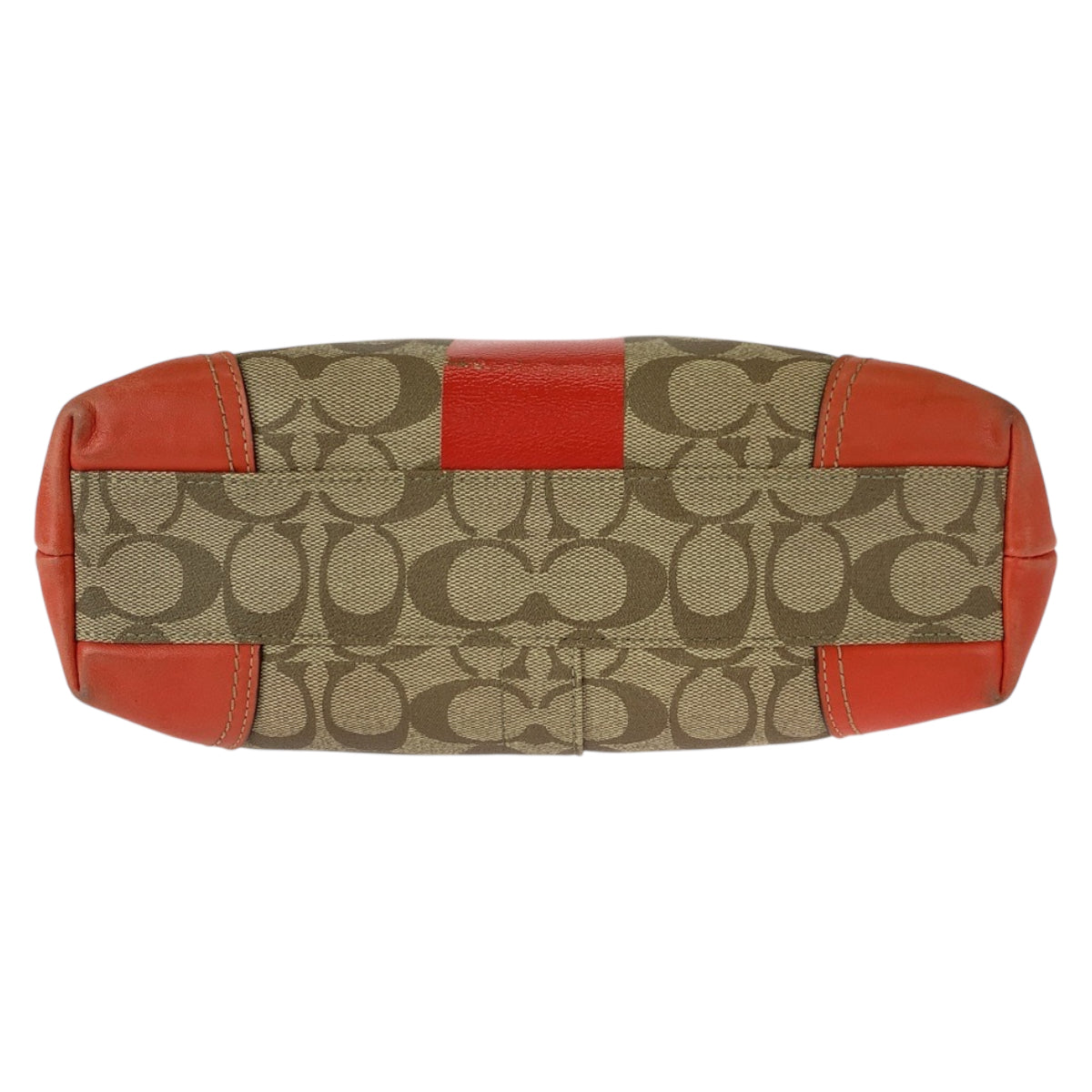 22376
COACH Heritage Signature Beige Orange Gold Hardware PVC 11349 Tote Bag Handbag Ladies AB6