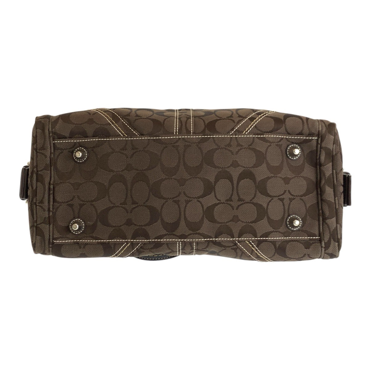 22377
COACH Signature Brown Silver Hardware Canvas / Leather 10078 Tote Bag Mini Boston Bag Women's ABP7
