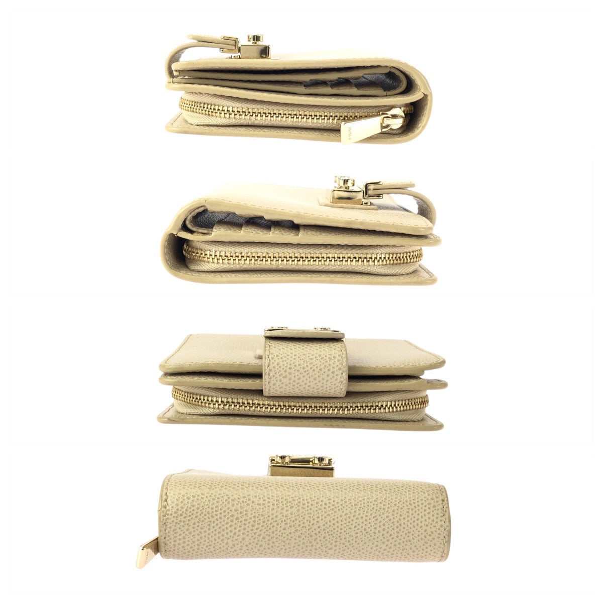 22421
Furla Metropolis Beige Gold Hardware Leather 870936 Bi-fold Wallet Compact Wallet Women's A5