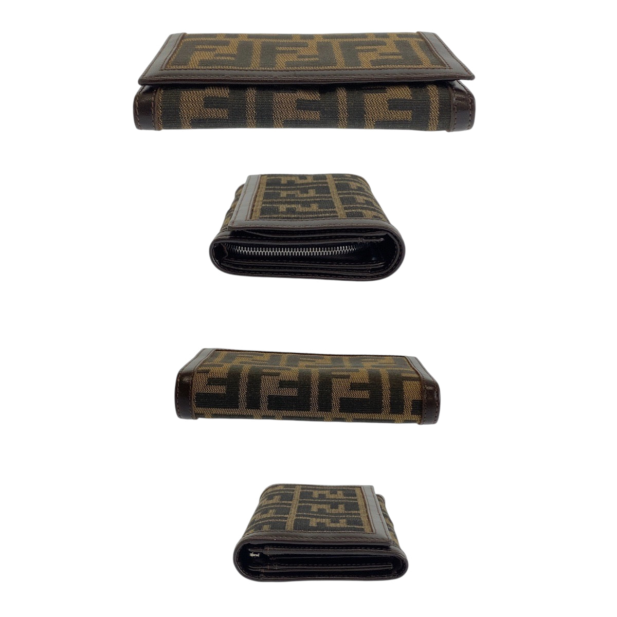 22445
FENDI フェンディ ズッカ ブラウン シルバー金具 キャンバス / レザー 31052 折財布 コンパクトウォレット 男女兼用 レディース A15