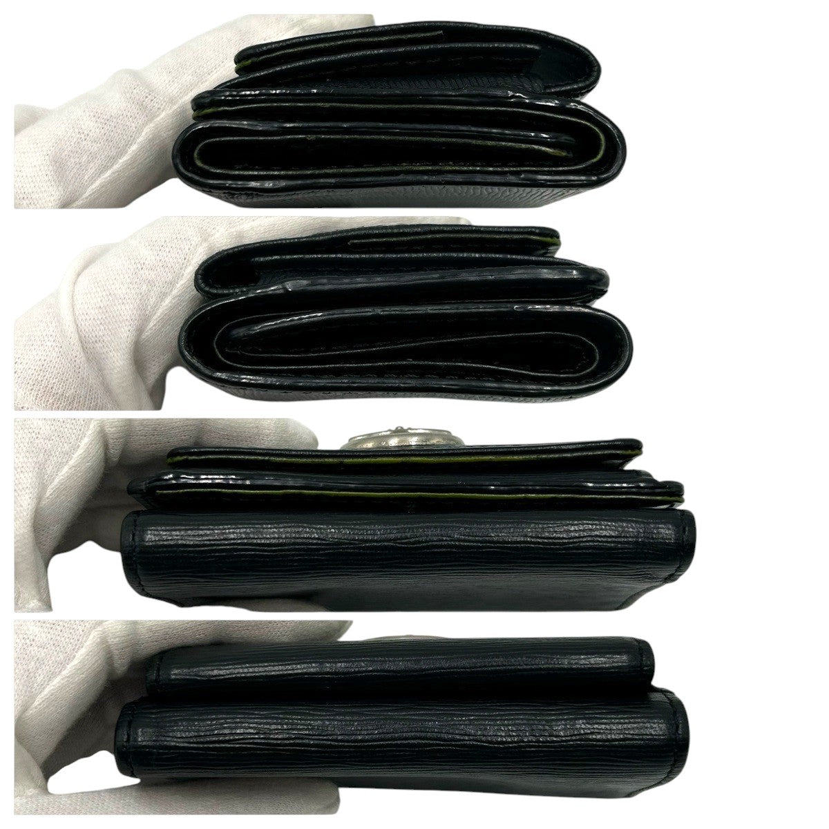 22453
Vivienne Westwood ヴィヴィアンウエストウッド NEW ADVAN ブラック 黒 シルバー金具 レザー 三つ折り財布 折財布 コンパクトウォレット レディース AB5